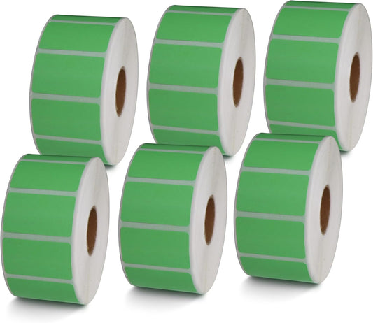 BETCKEY - 1.5" x 0.85" All Purpose Labels Compatible with Zebra & Rollo Label Printer,Premium Adhesive & Perforated[Green, 6 Rolls, 9000 Labels]