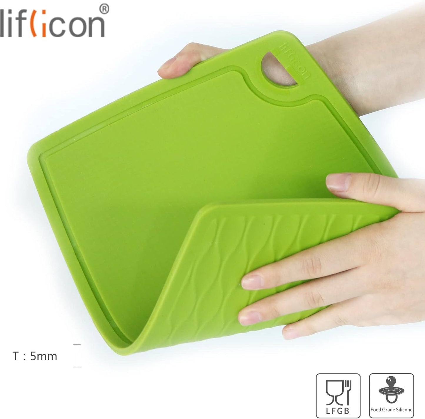 Extra Large Thick Silicone Cutting Board 14.6'' x 10.43'' Chopping Board Flexible Cutting Mats Dishwasher Safe-Green