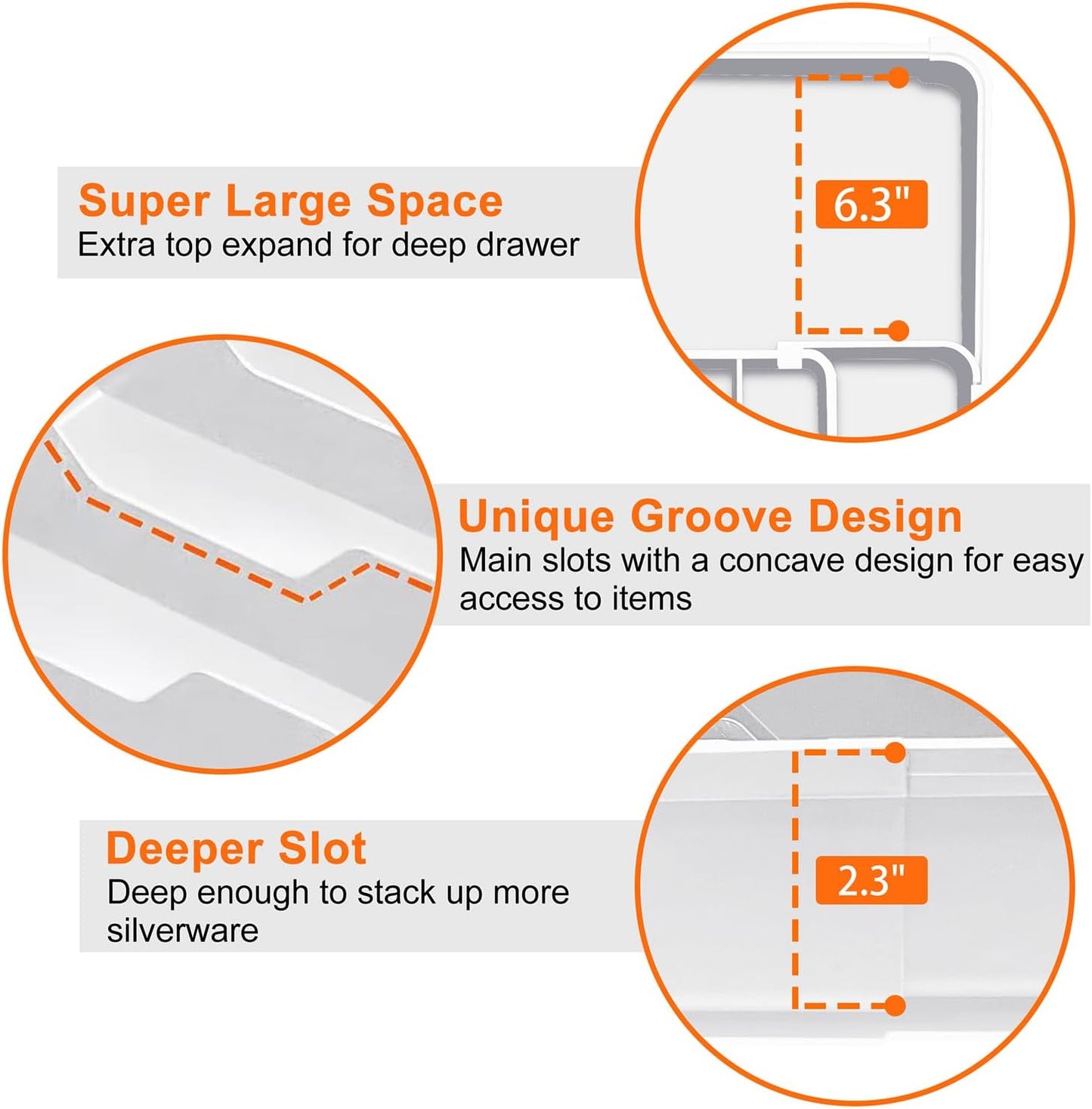 Adjustable Kitchen Utensil Organizer Plastic Silverware Drawer Organizer, Expandable Cutlery Drawer Organizer BPA Free Flatware Tray for Spoons Forks Knives Organizers Divider, White