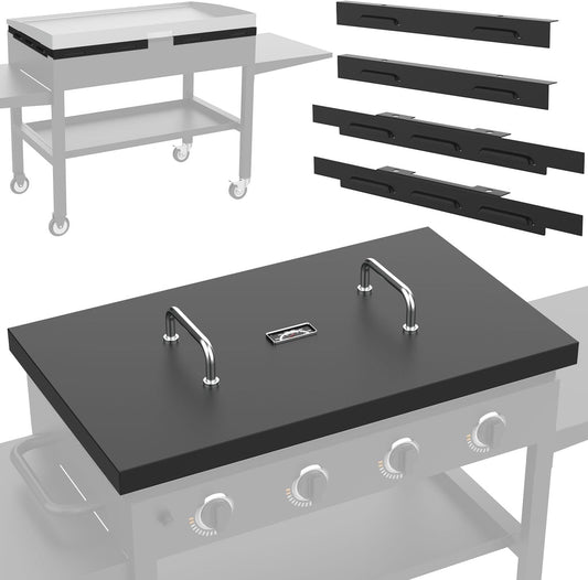 5004 Hard Top Lid Cover with Temperature Gauge and Wind Guards for Blackstone 36" Griddle, Flat Top Cover and Wind Screen Replacement Parts for Blackstone 36 inch Griddle Accessories