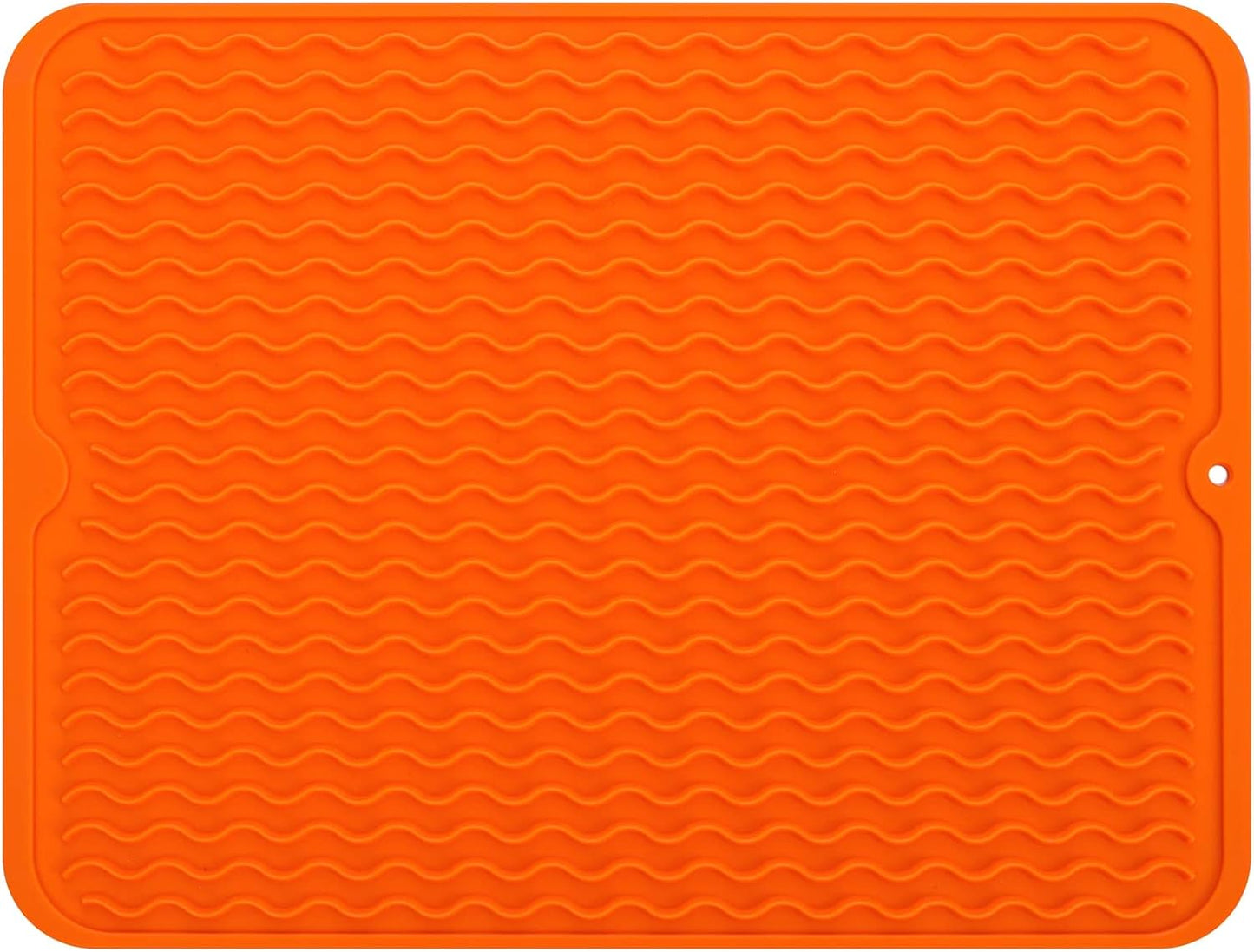 Silicone Dish Drying Mat for Multiple Usage,Easy clean,Eco-friendly,Heat-resistant Silicone Mat for Kitchen Counter or Sink,Refrigerator or drawer liner Orange L 16 inches x 12 inches