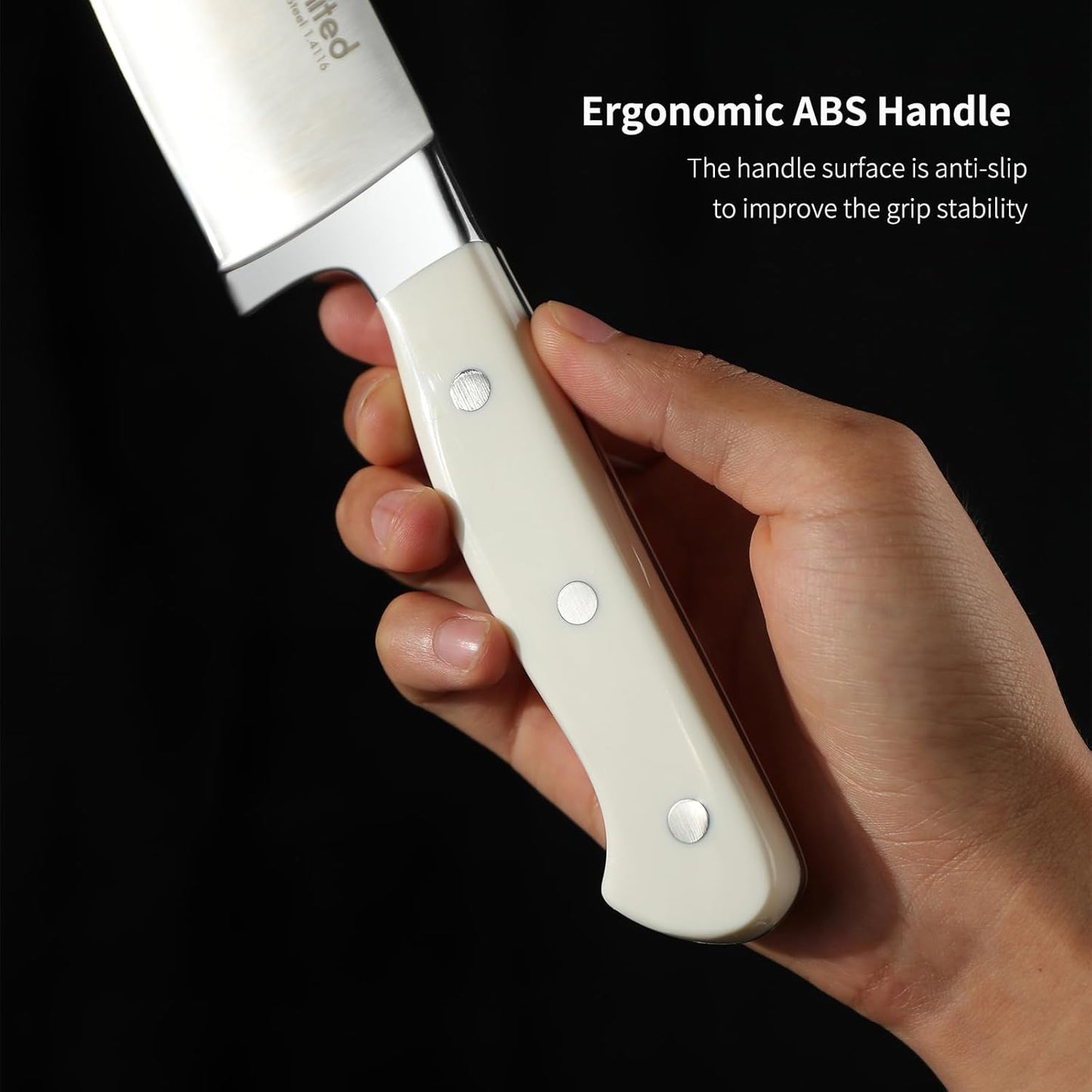 8 inch Chef Knife, High Carbon 1.4116 German Steel Kitchen Knife, Ultra Sharp Chefs Knife with Beautiful White ABS Handle, Professional Cooking Knife with Luxury Gift Box