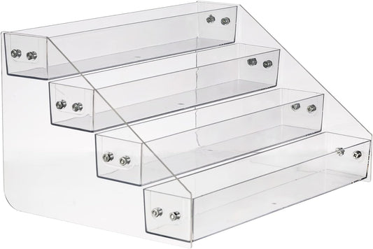 Acrylic Spice Rack, Tiered Spice Rack Shelf Seasoning Organizer for Countertop, Cabinet, Pantry, Kitchen Storage - 4 Tier