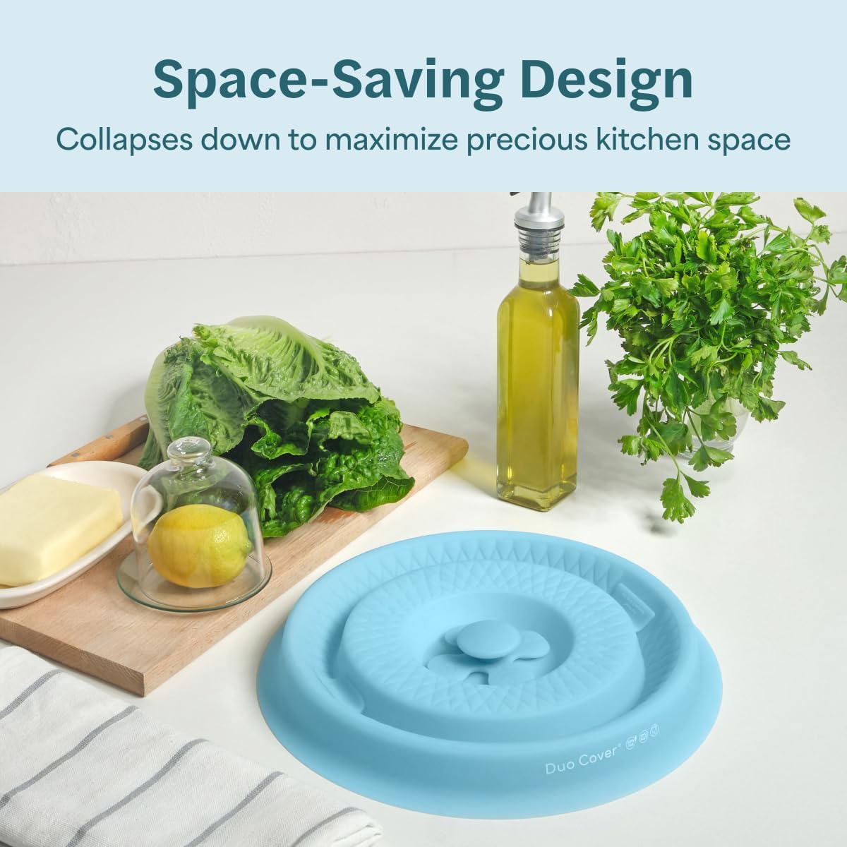 Duo Cover: 4-in-1 Collapsible Hanging Microwave Cover for Food | Microwave Steamer Moist Food | Safely Grabs Hot Dishes From Microwaves | Plastic-Free, BPA-Free Silicone, Dishwasher-Safe | 11"