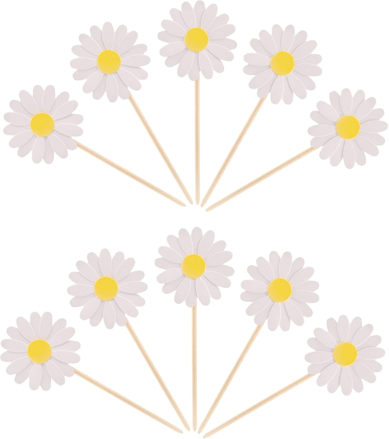 24Pcs Daisy Cupcake Toppers Flower Cake Topper Decorations Daisy Cake Decorations Chrysanthemum Cupcake Toppers Spring Daisy Flower Cake Picks for Birthday Wedding Supplies White