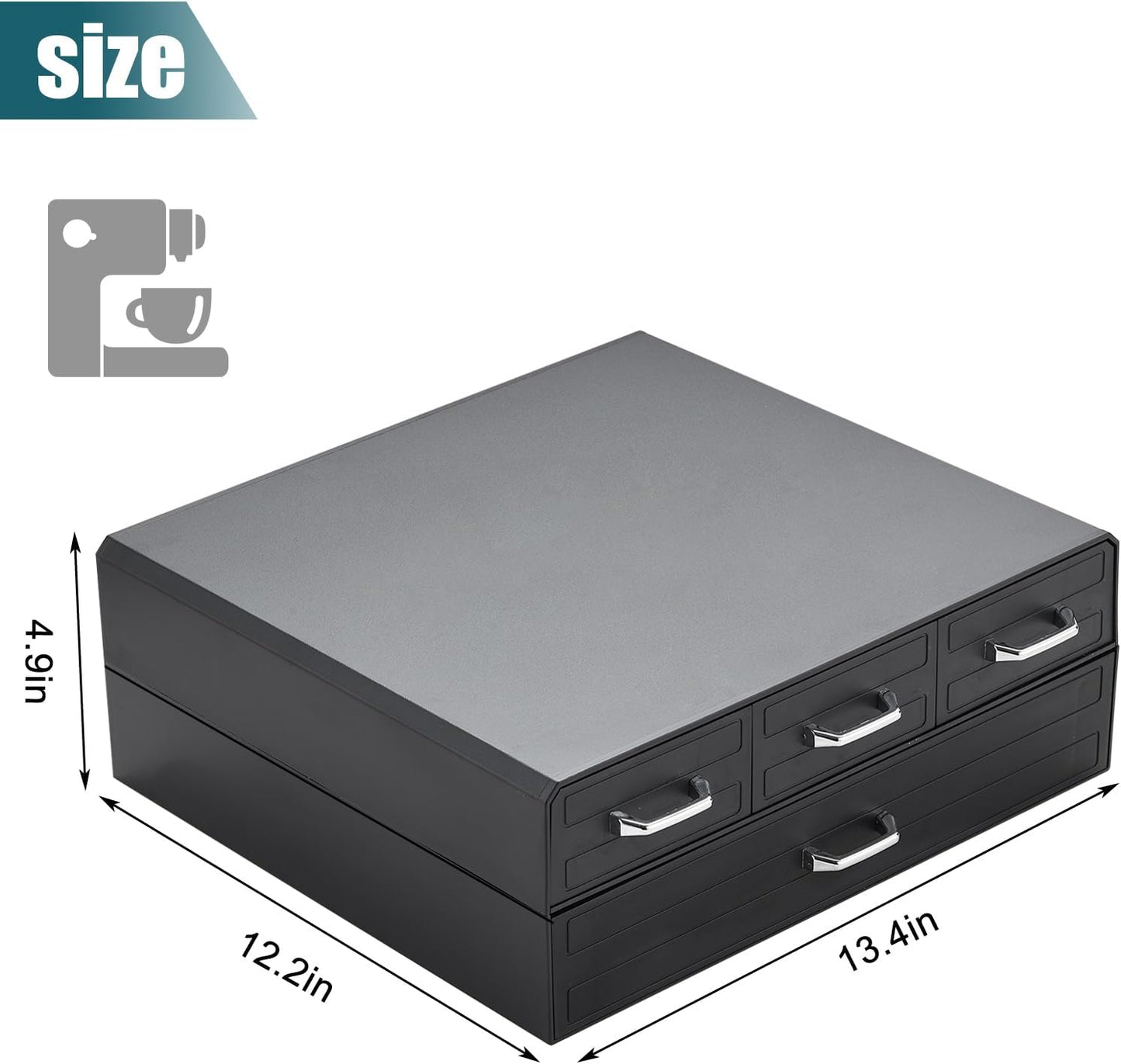 K Cup Holder Drawer 66/88 Pods Capacity, Four Drawers Design for Nespresso Pods Holder, Coffee Pod Holder Compatible With Keurig Pod Organizer&Nespresso/K-Cup/Vertuo Pod Holder, Black