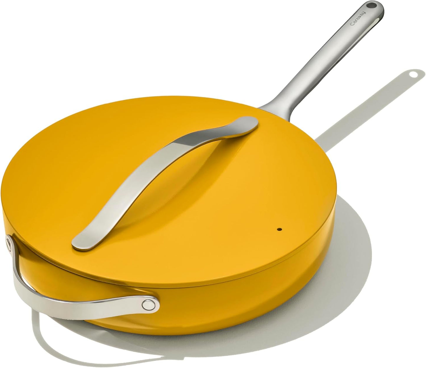 Caraway Nonstick Ceramic Sauté Pan with Lid (4.5 qt, 11.8") - Non Toxic, PTFE & PFOA Free - Oven Safe & Compatible with All Stovetops (Gas, Electric & Induction) - Marigold
