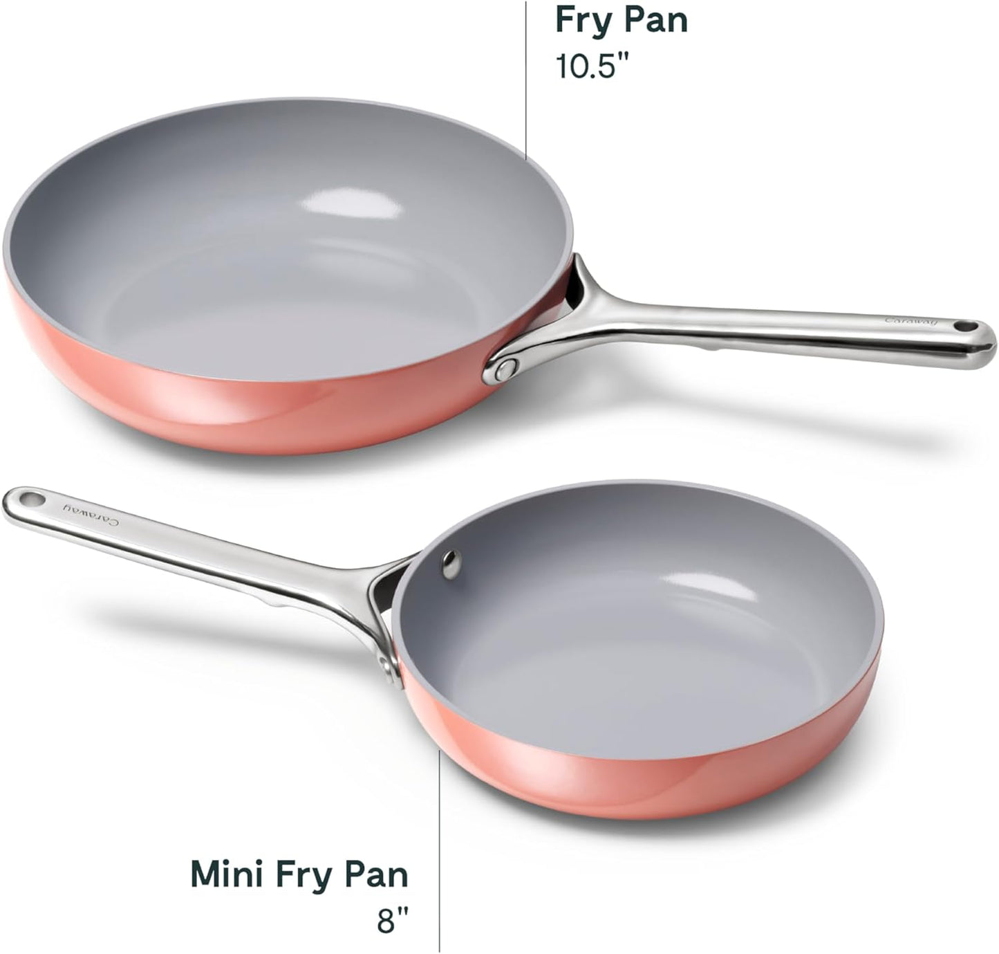 Caraway Fry Pan Duo - Nonstick Ceramic Frying Pan (8" & 10.5”) - Non Toxic, PTFE & PFOA Free - Oven Safe & Compatible with All Stovetops (Gas, Electric & Induction) - Perracotta