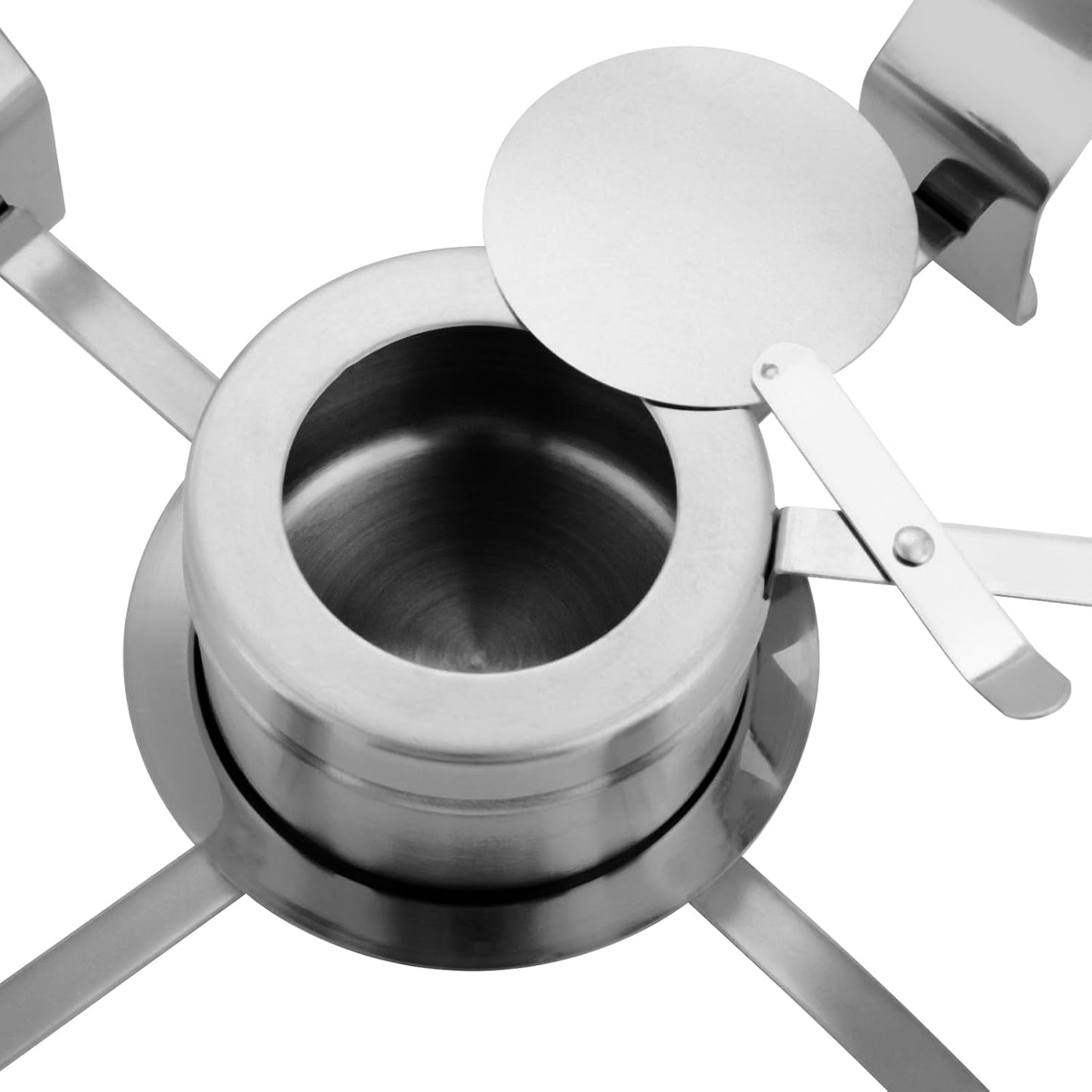 Chafing Dish Buffet Set, Stainless Steel Hanging Lid Dining Stove, Roll Top Chafing Dish Buffet Diamond-Shaped Lid and Round Stand for Buffet Restaurants and Banquets (Silver, 6L/6.3QT)