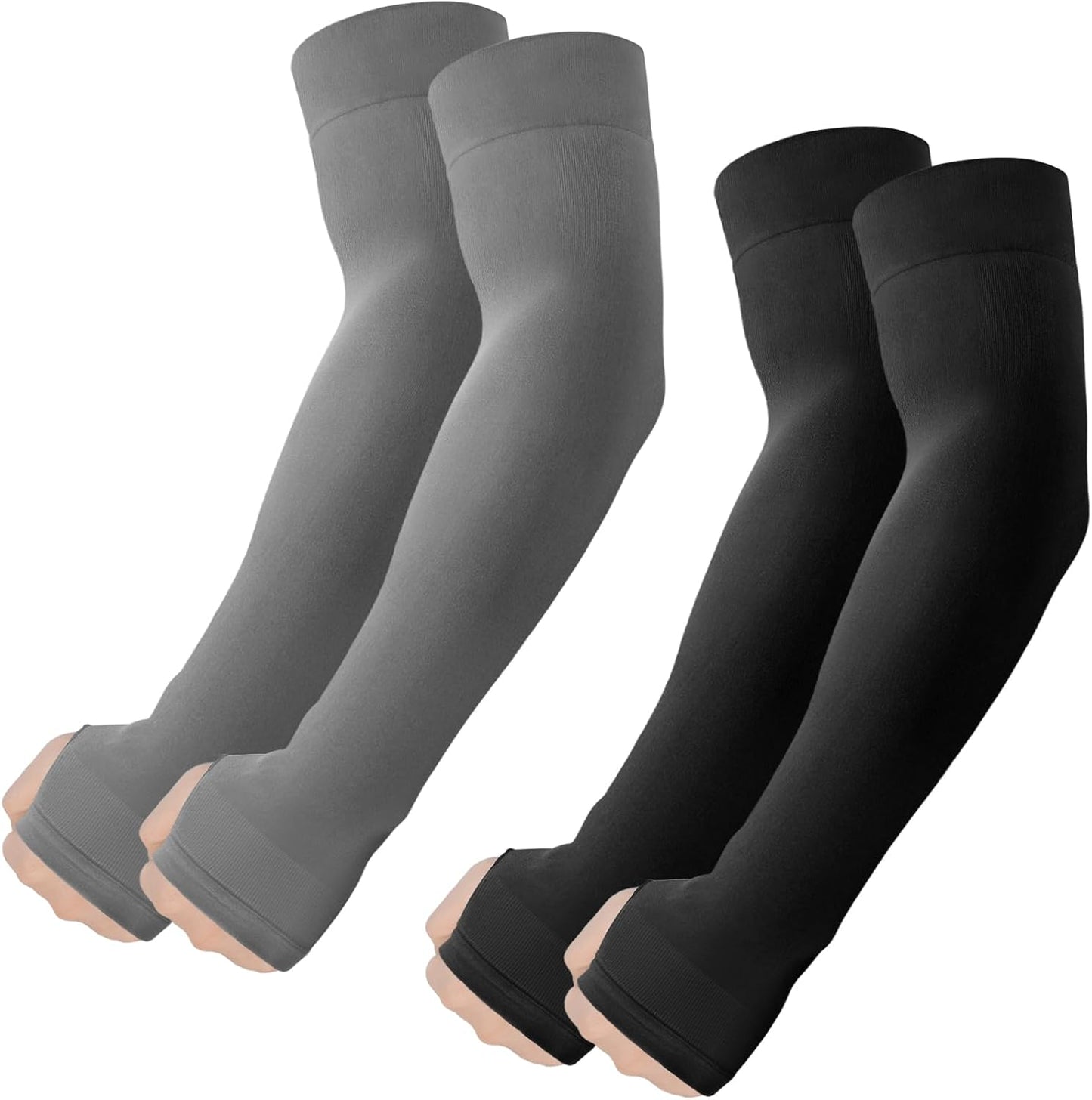 Arm Sleeves with Thumb Hole, Cooling UV Protection Compression Tattoo Cover Up for Men/Women