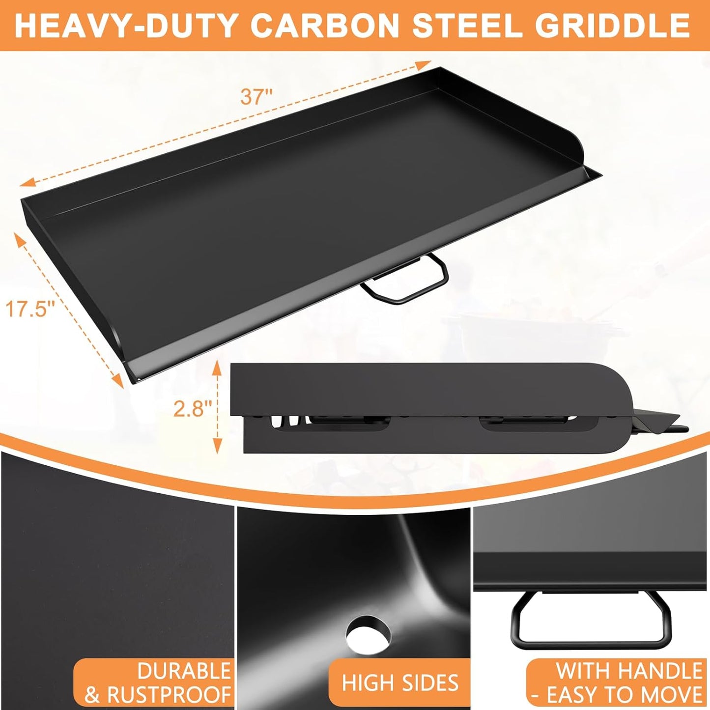 Flat Top Griddle for Camp Chef Accessories 3 Burner Stove SPG90B GB90D TB90 TB90LW TB90LWG TB90LWG15 CCH3 Camp Stove Griddle Top for Camp Chef Tundra 3 Burner 16" x 38"