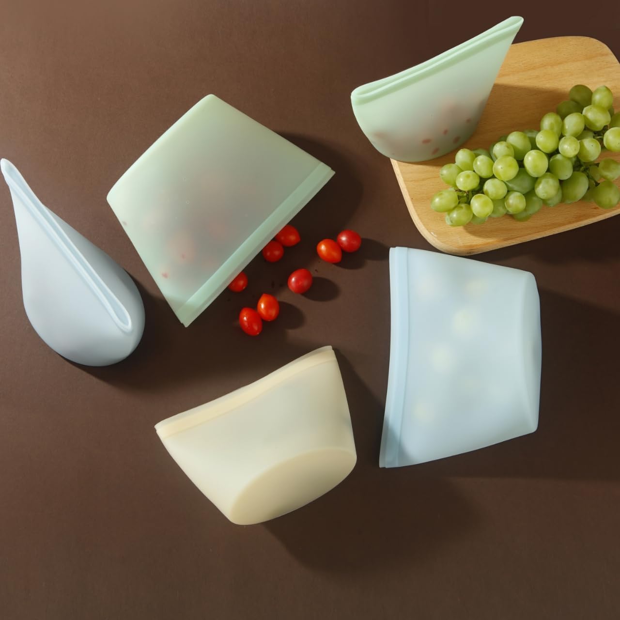 6 Pack Reusable Silicone Food Storage Bags, Emptycolor Reusable Ziplock Bags, Leakproof Freezer Bag for Sandwich, Snack, Dishwasher Safe, BPA Free