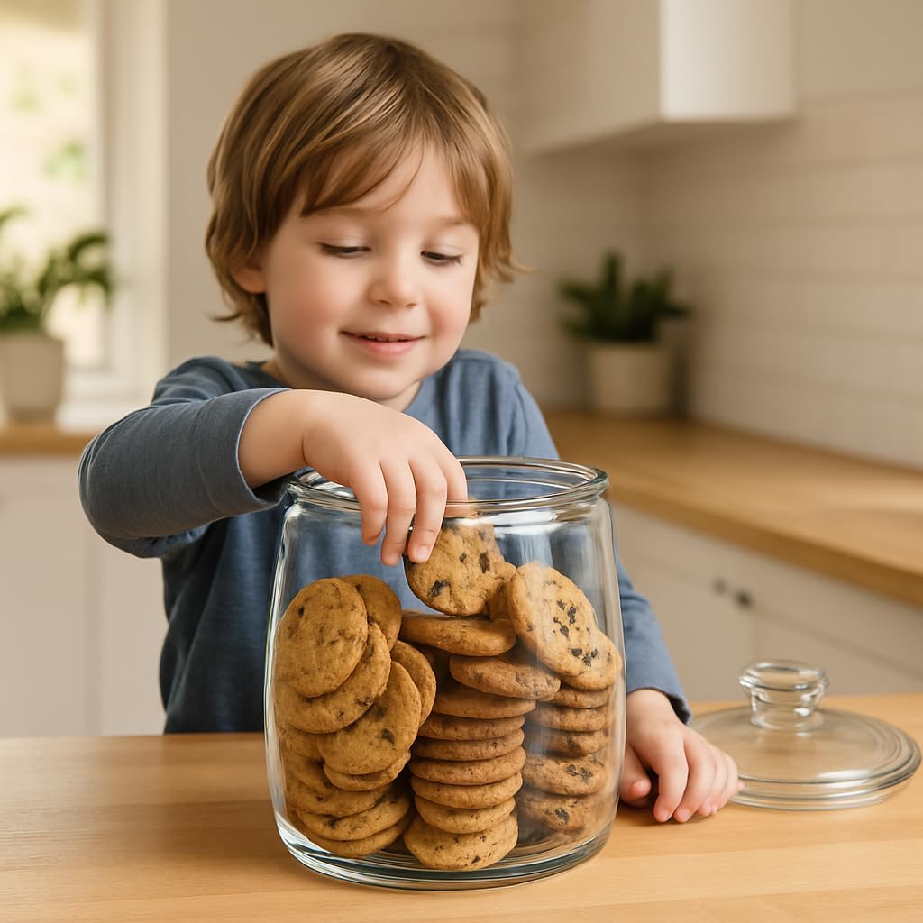 kitchentoolz Large Glass Cookie Jar with Airtight Lid - 1 Gallon Storage Container for Candy, Flour, Sugar, Pet Food & Dog Treat Canister - Pack of 1