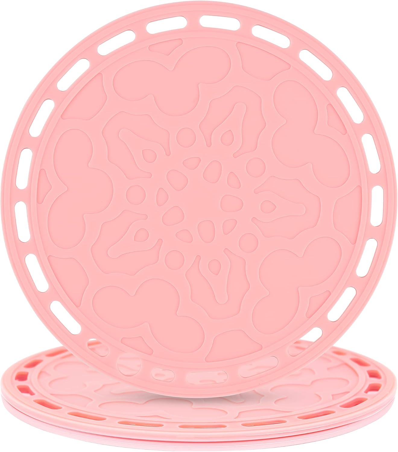 Smithcraft Silicone Trivet Mat - Big Round Silicon Coaster for Hot Dishes and Pots, Countertops, Tables, Pot Holders, Spoon Rest Place Mats - Set of 3 - Pink