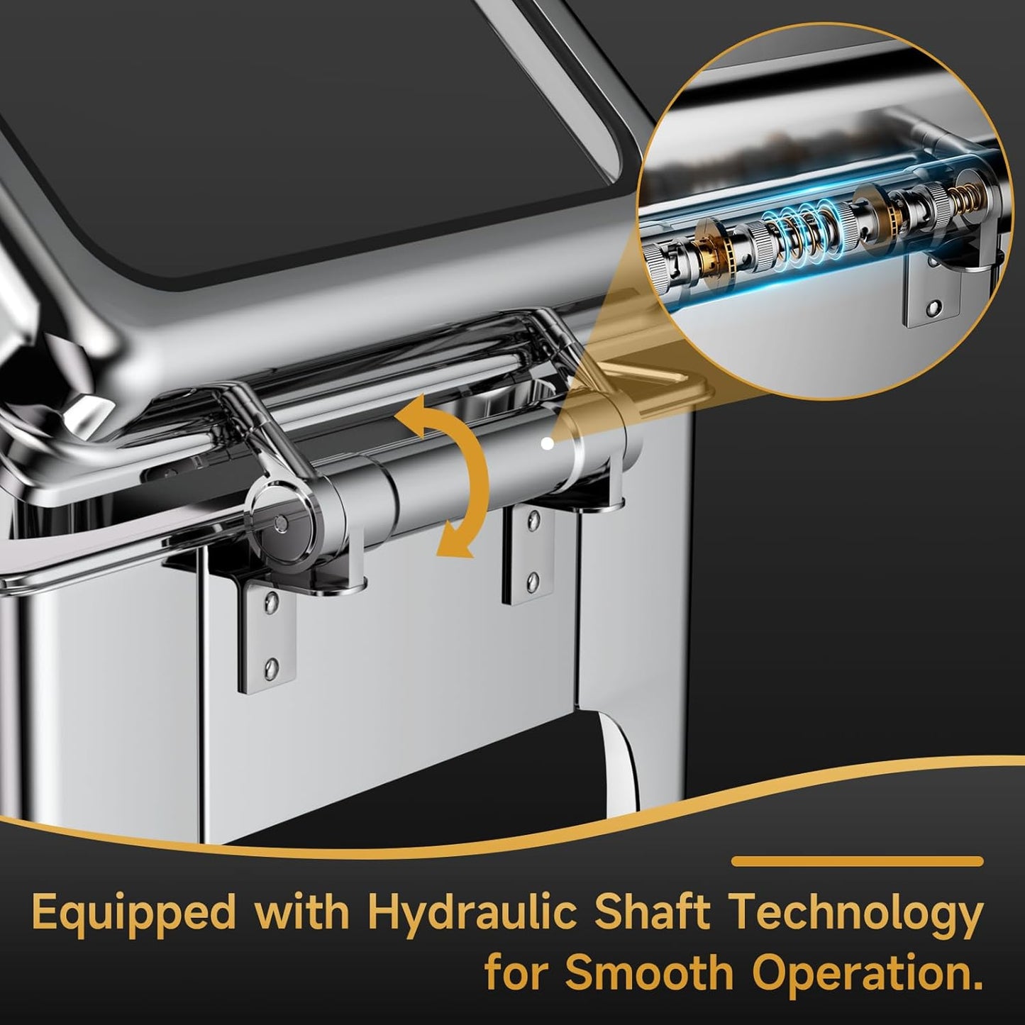 Chafing Dishes for Buffet, 6QT Square Stainless Steel Chafing Dish with Transparent Hydraulic Lid, 304 Food Pan, Buffet Warmer for Parties and Events (Silver)