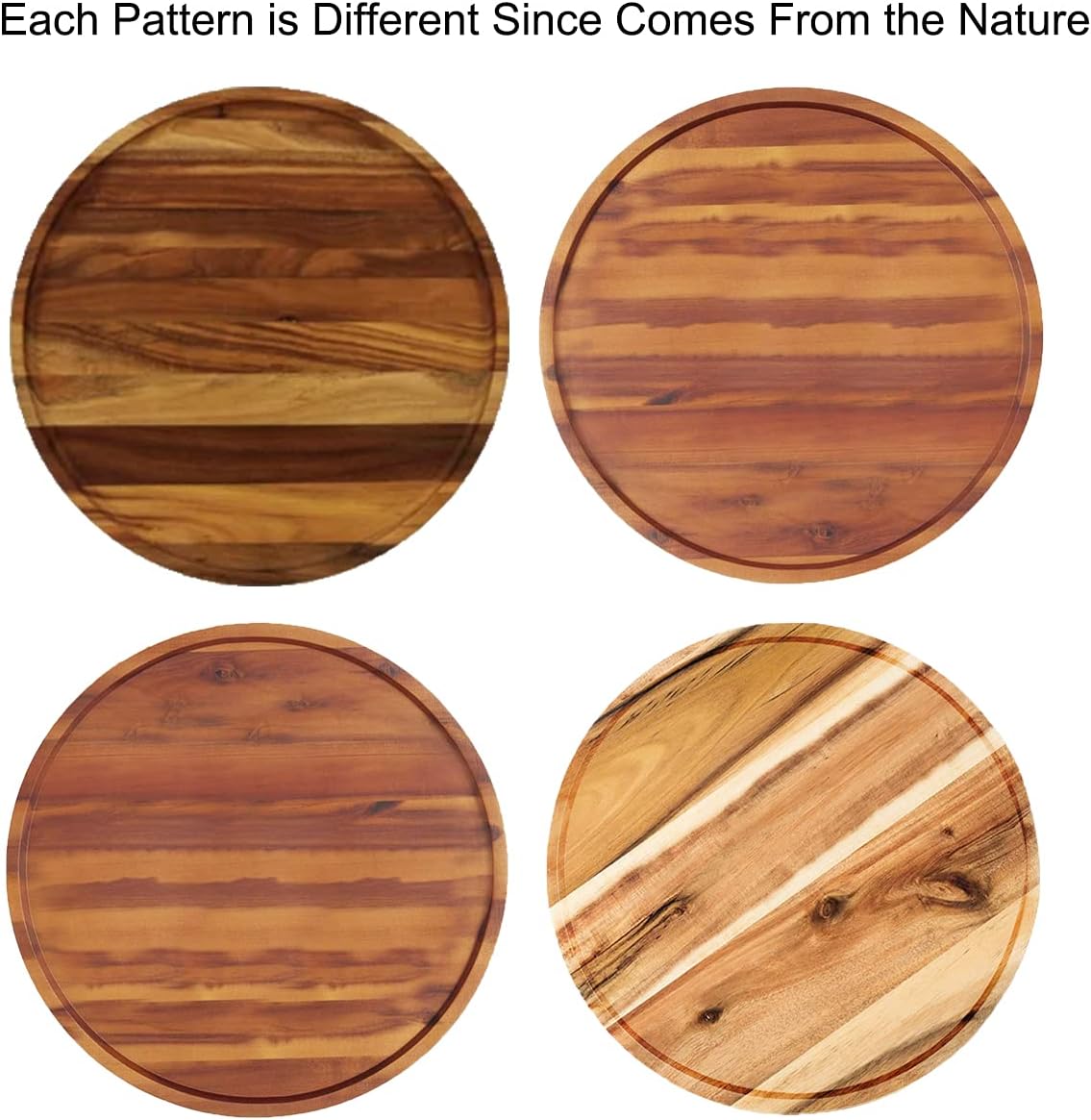 18" Acacia Wood Lazy Susan Organizer Kitchen Turntable for Cabinet Pantry Table Organization