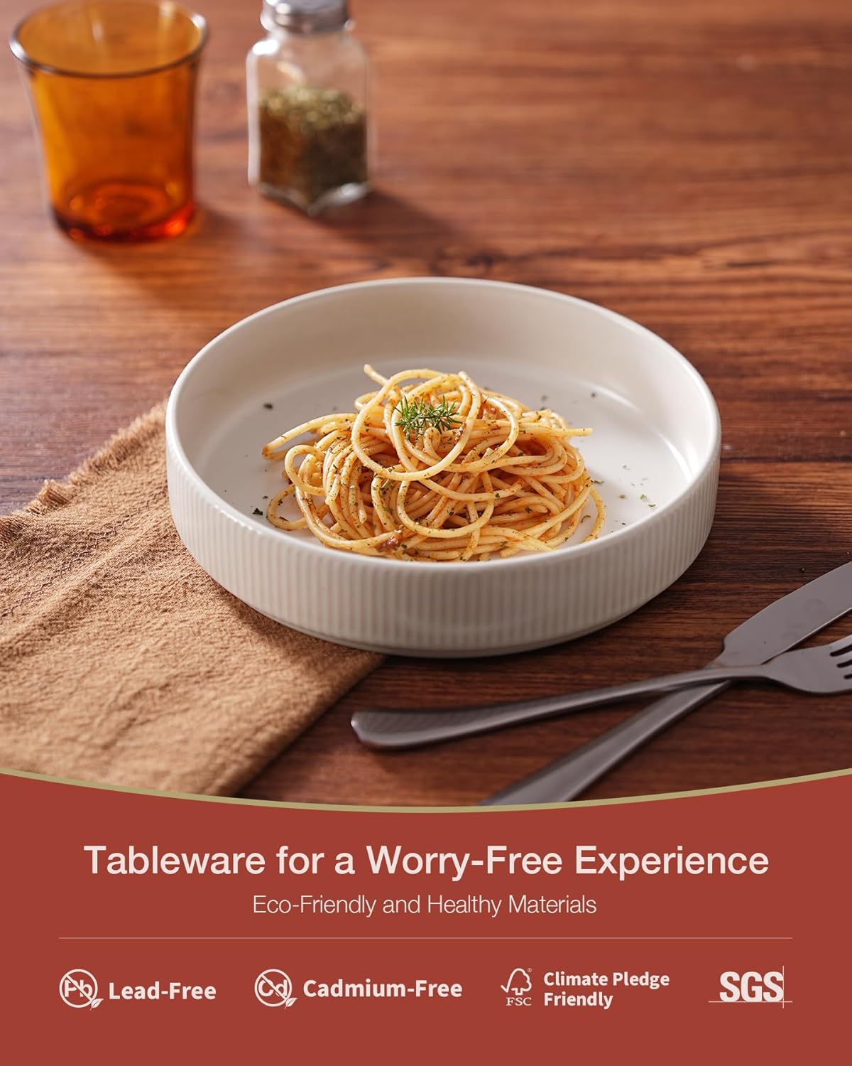 famiware Star 7.5" Pasta Bowls Set, Salad Bowl Set of 4, Double Reactive Glaze, Stackable, Perfect for Your Friend for Housewarming, Thanksgiving, Christmas, Matte White