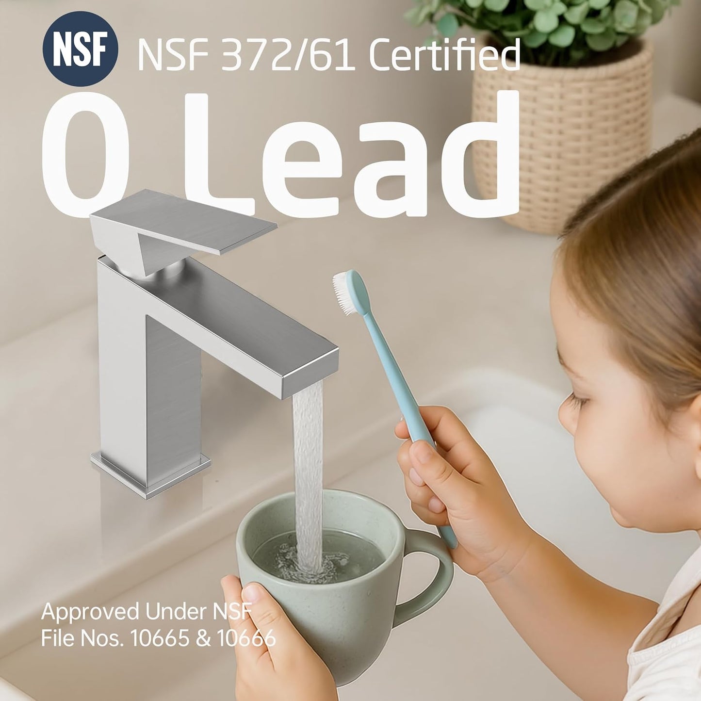 KES All Metal Brushed Nickel Bathroom Sink Faucet with Sink Drain NO Overflow, 1 Hole Single Handle Bathroom Vanity Faucet, Stainless Steel, cUPC NSF Certified, L3156ALFF12-BS-C2