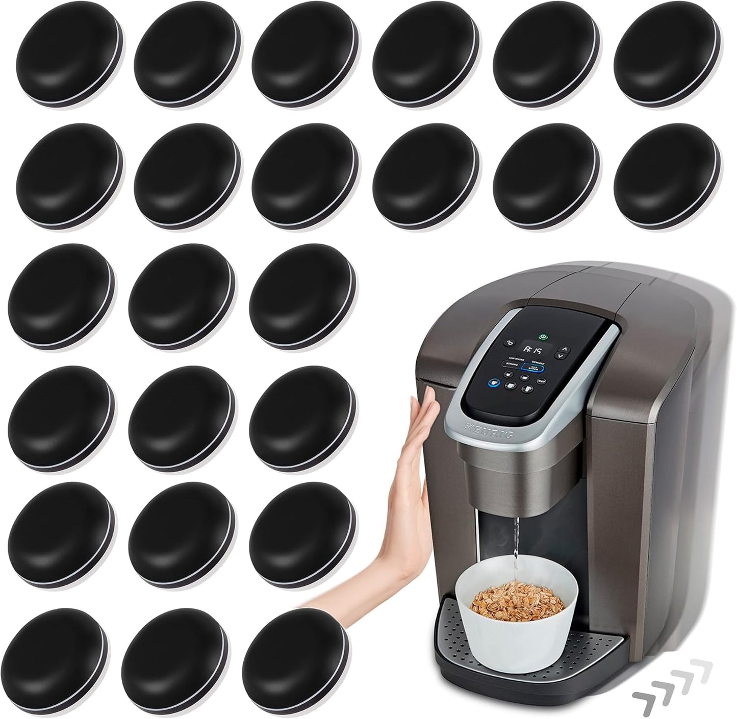Appliance Sliders for Kitchen Black 24 PCS Self-Adhesive Small Kitchen Appliance Slider Hacks Easy to MovIing & Space Saving Must Have Gadgets Mixer Accessories for countertop