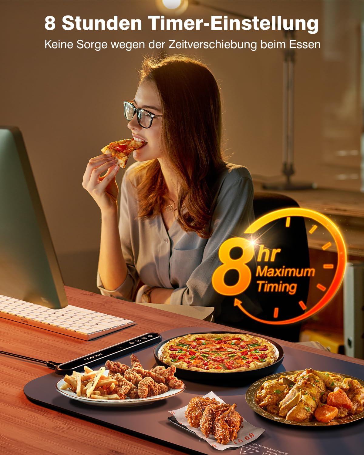 Food Warming Mat, iTRUSOU 27.5x16'' Electric Warming Tray with 7 Temp-Settings, Switchable Fahrenheit/Celsius, 99h Timer, Foldable Food Warmer Keep Food Warm at Buffet, Party, Sabbath, Daily Use