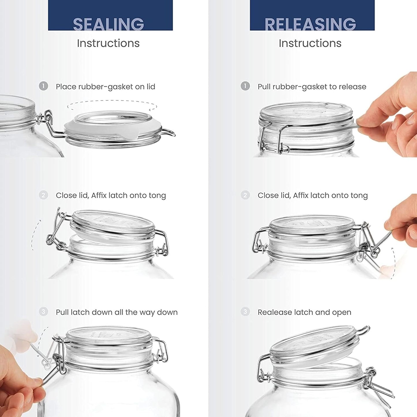 Bormioli Rocco Fido Glass Jars (17.5 Oz, 33.75 Oz & 25.25 Oz) - Airtight Storage Containers - Ideal for Pantry Storage, Gifting, Canning & Kitchen Organization, Made in Italy (Set of 3)