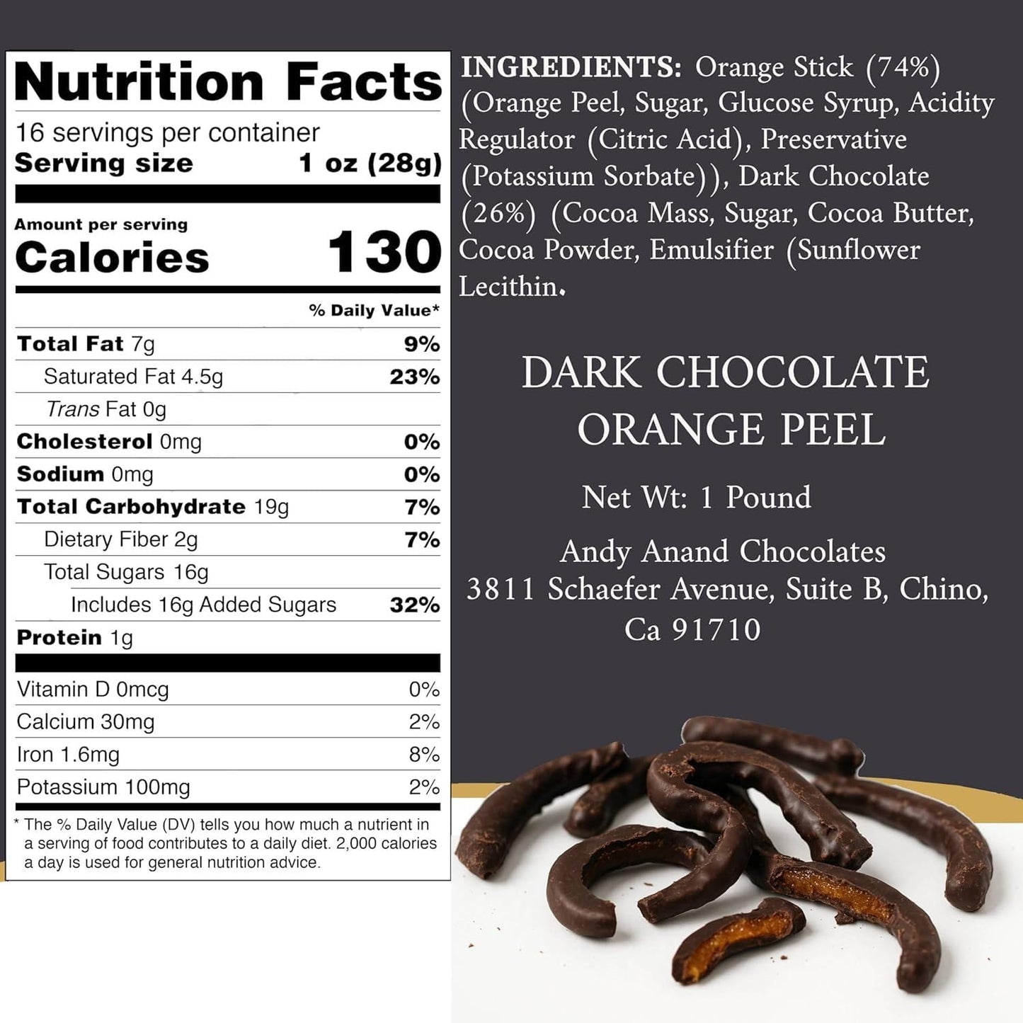 Andy Anand Chocolatier Chocolate Covered Orange Peel Bars Infused Fresh Oranges Zest, Handcrafted Dark Chocolate_Orange Sticks, Gourmet Chocolate Truffles Gift Box (24 Pcs, 1lb)