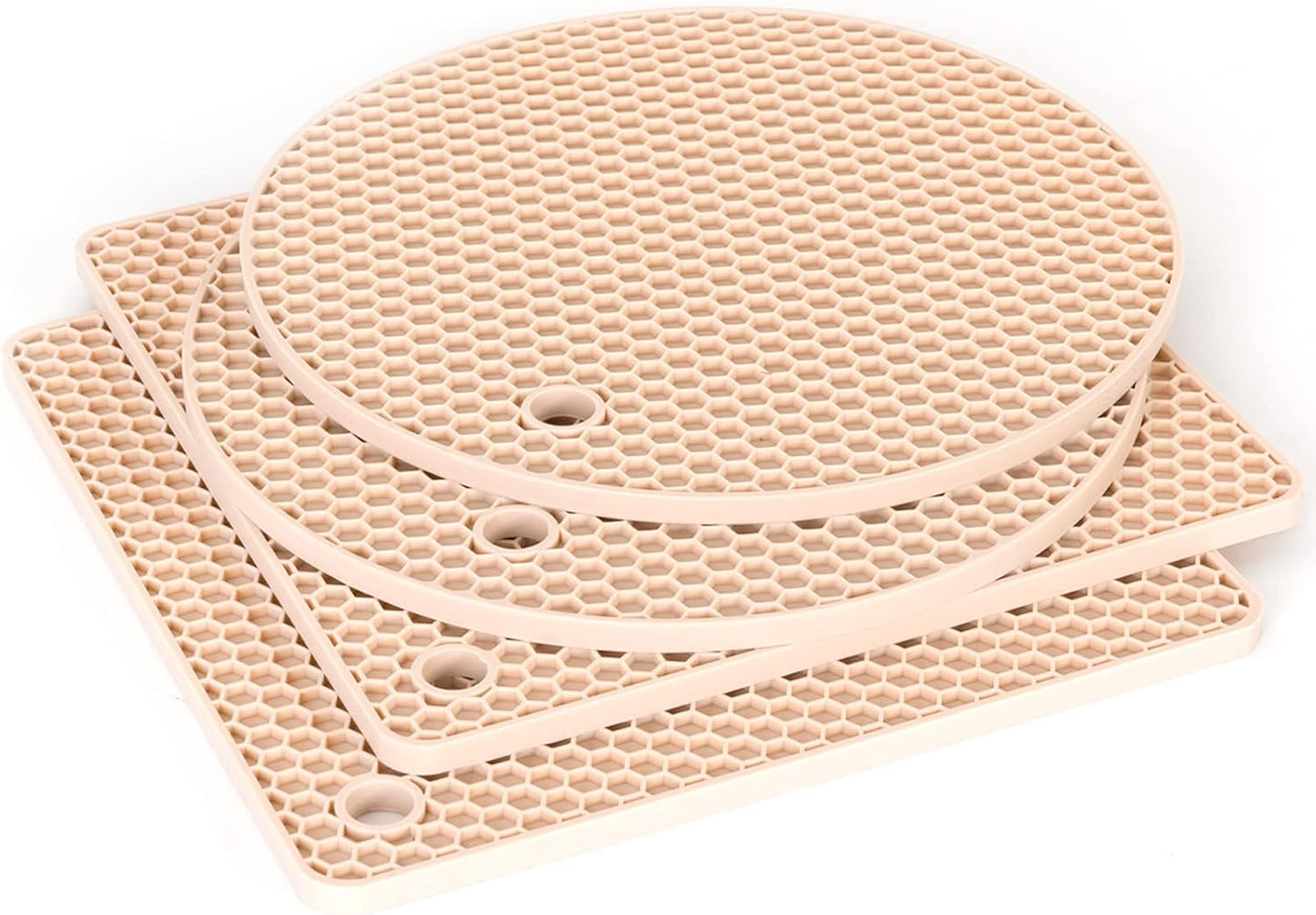 Joyhalo Trivets for Hot Dishes - Hot Pads for Kitchen, Silicone Pot Holders for Hot Pots and Pans, Silicone Mats for Kitchen Countertops, Table, Flexible Easy to Wash and Dry, Khaki
