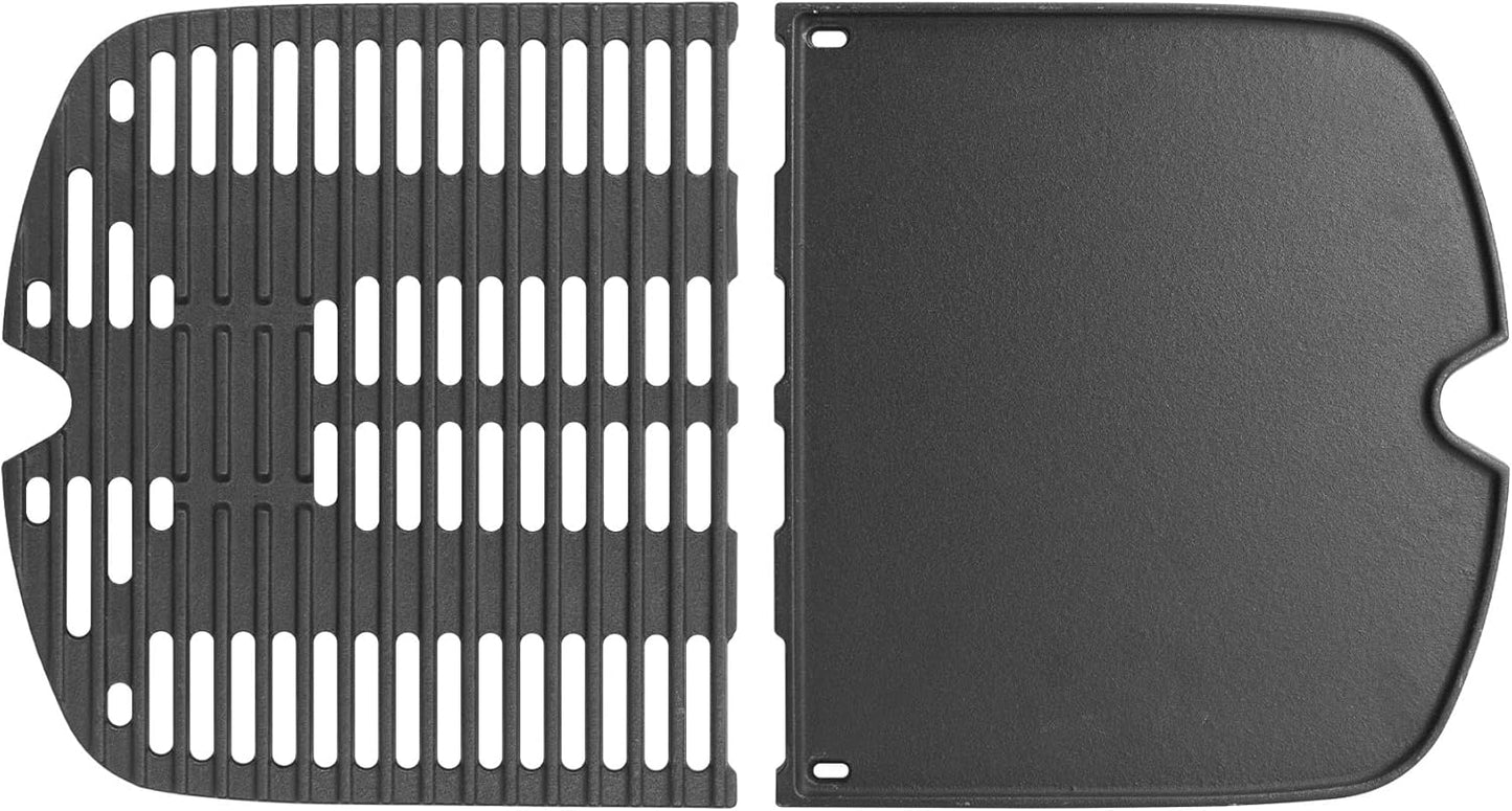 Cast Iron Grill Griddle and Cooking Grate for Weber Traveler Portable 9010001 9020001 9030001 9013001 Gas Grill, Replacement Parts for Weber Traveler Portable Gas Grill Stealth Edition, Black