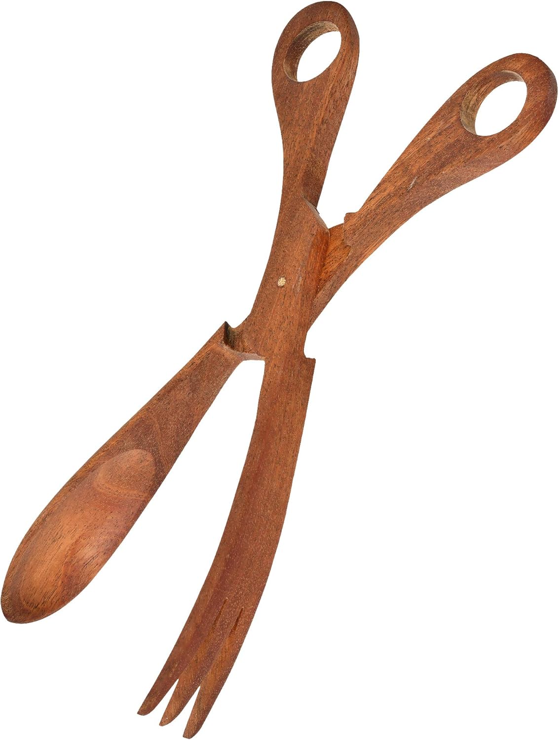 AeraVida Stylish Hand Carved Salad or Bread Palm Wood Scissor Tongs | Elegant Wooden Kitchen Utensils for Serving | Handcrafted Palm Wood Tongs
