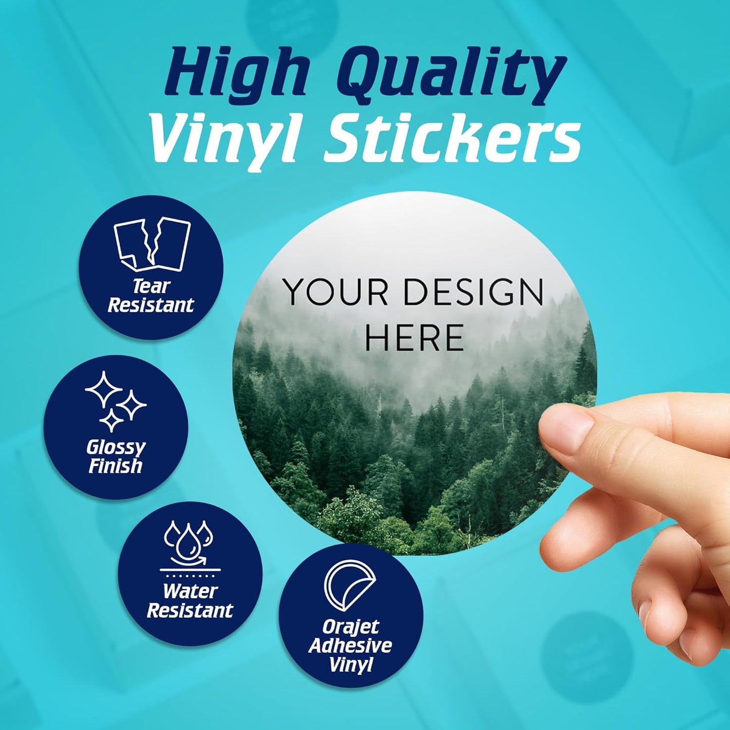 100 Custom Vinyl Stickers - Upload Your own Image, Text, Design, Logo - Personalized Logo Labels for Handmade, Packaging, Bottle, Jars, Candle, Brand Stickers (Foggy Valley, 4x4)