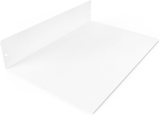 DIY CARTEL Made in USA Linear Floating Shelf - Forged USA Manufactured Steel - Industrial Heavy Duty Metal Wall Mounted Modern Rustic Farmhouse Designed Shelf (12-in X 8-in Powder Coated White)