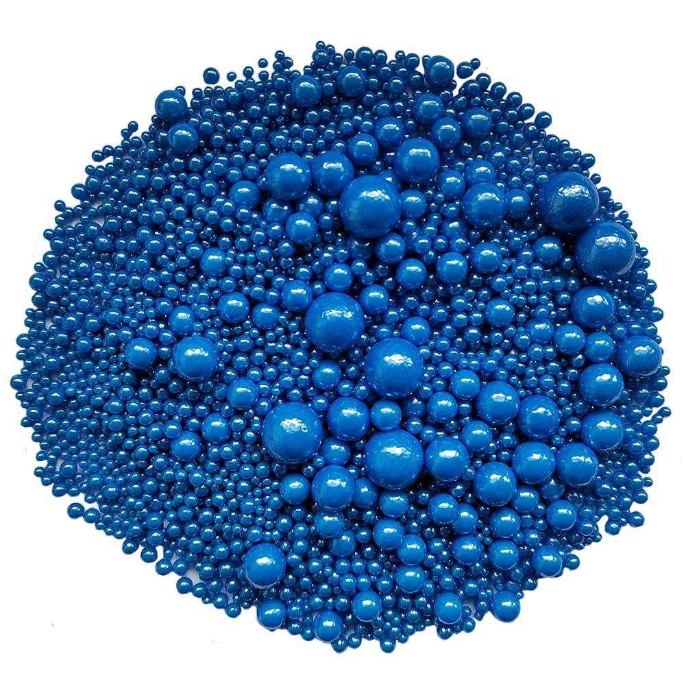 Edible Royal Blue Sugar Pearls Candy Sprinkles 120G/ 4.23Ounce Baking Cake Sprinkles Cupcake and Cake Topper Cookie Decorations Wedding Party Valentines Halloween Christmas Supplies