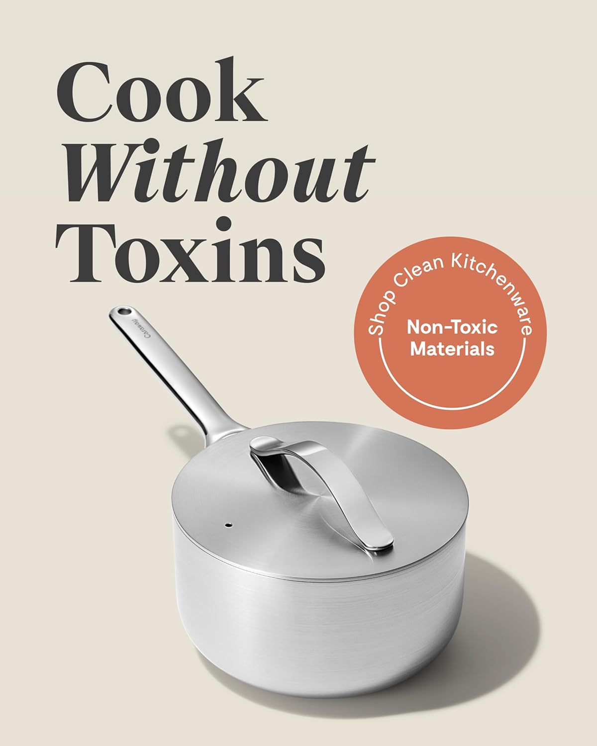 Caraway Stainless Steel Sauce Pan (3 Qt) - 5-Ply Stainless Steel - Oven Safe & Stovetop Agnostic - Non Toxic, PTFE & PFOA Free