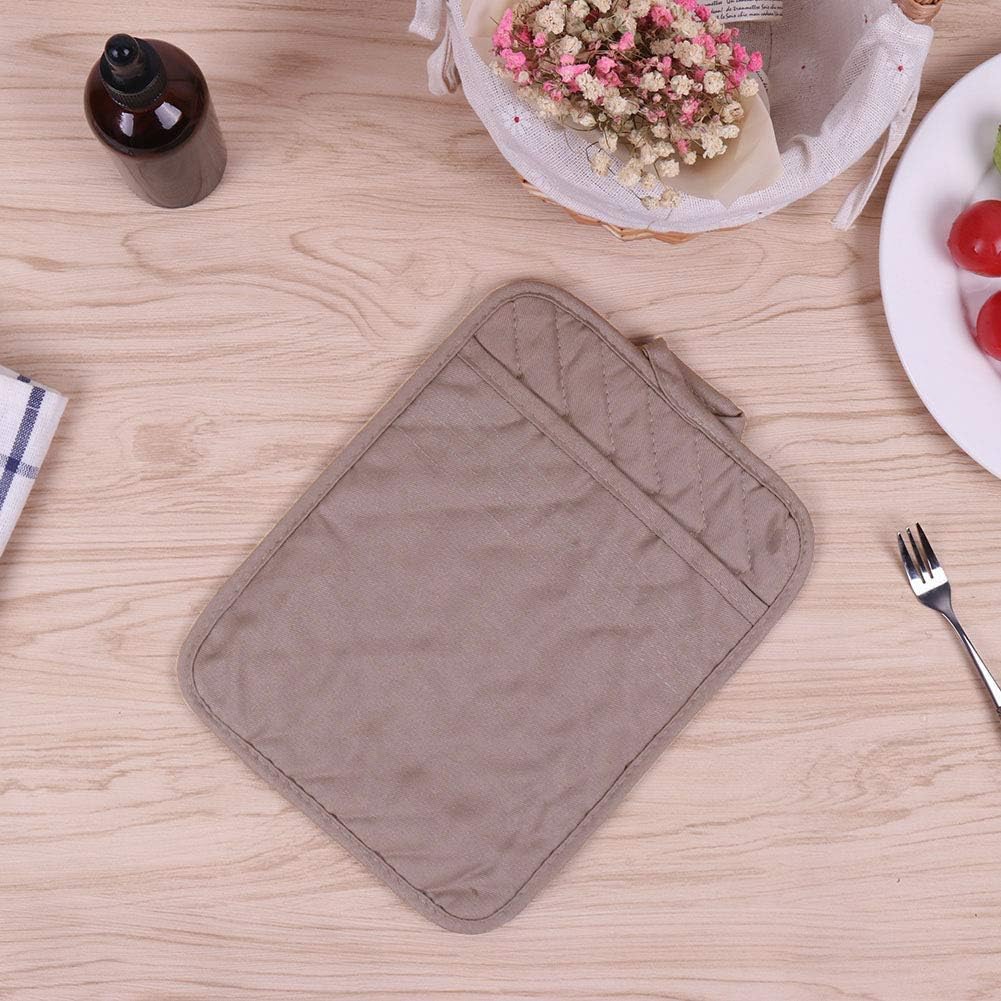 Anyi Cotton Pot Holders, Heat Resistant Grey Kitchen Counter Pads with Pocket Pack of 3