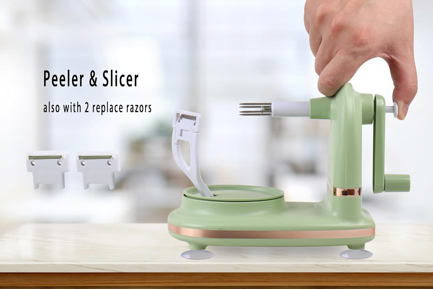 Apple Peeler with 2 Blades Replacements, Apple Pealer Slicer & Corer for Home Kitchen Quick Applesauce Pie Making