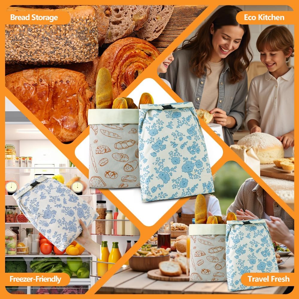 Bread Bags for Homemade bread,2 Pack Sourdough Bread Bags,Beeswax Bread Bags for Bourdough,Reusable Bread Storage