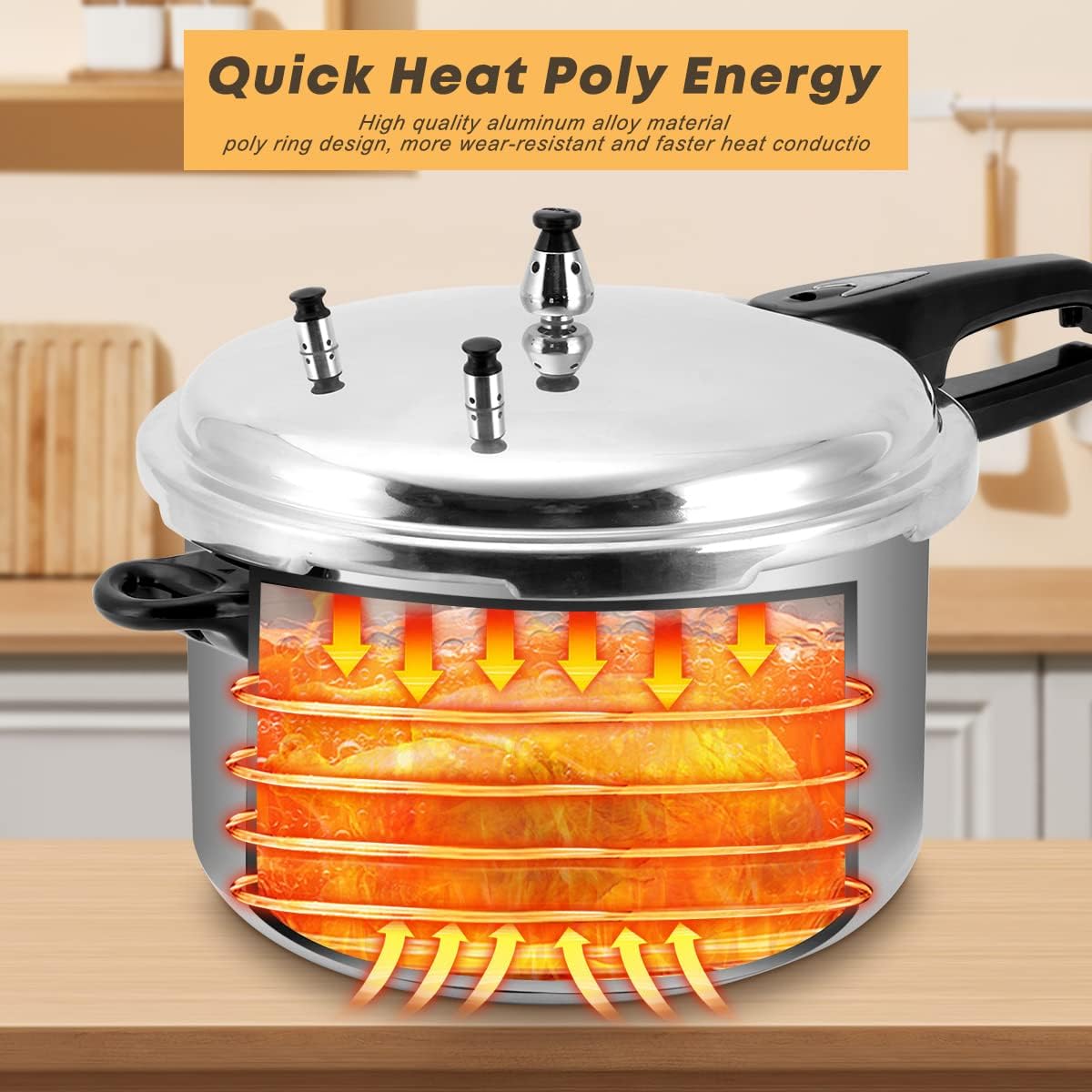 12 Quart Pressure Cooker,Aluminum Pressure Canner w/Canning Rack & Easy Lock Lid for Canning, Steaming