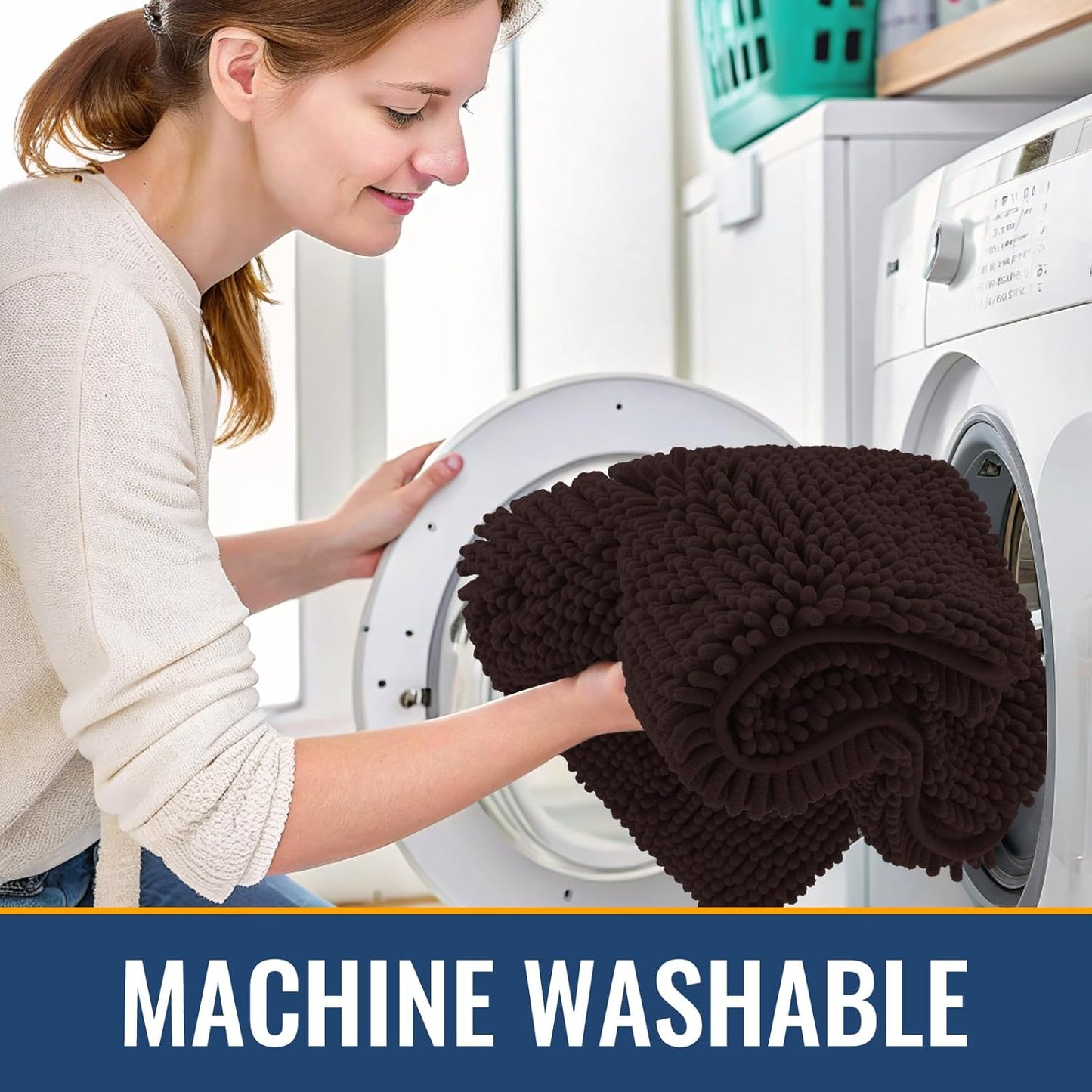 Arotive Bathroom Rugs 30x20, Extra Soft Absorbent Shaggy Chenille Bath Rugs, Machine Washable Rubber Backing Non-Slip Bath Mats for Bathroom Floor Tub and Shower, Home Decor Accessories, Brown