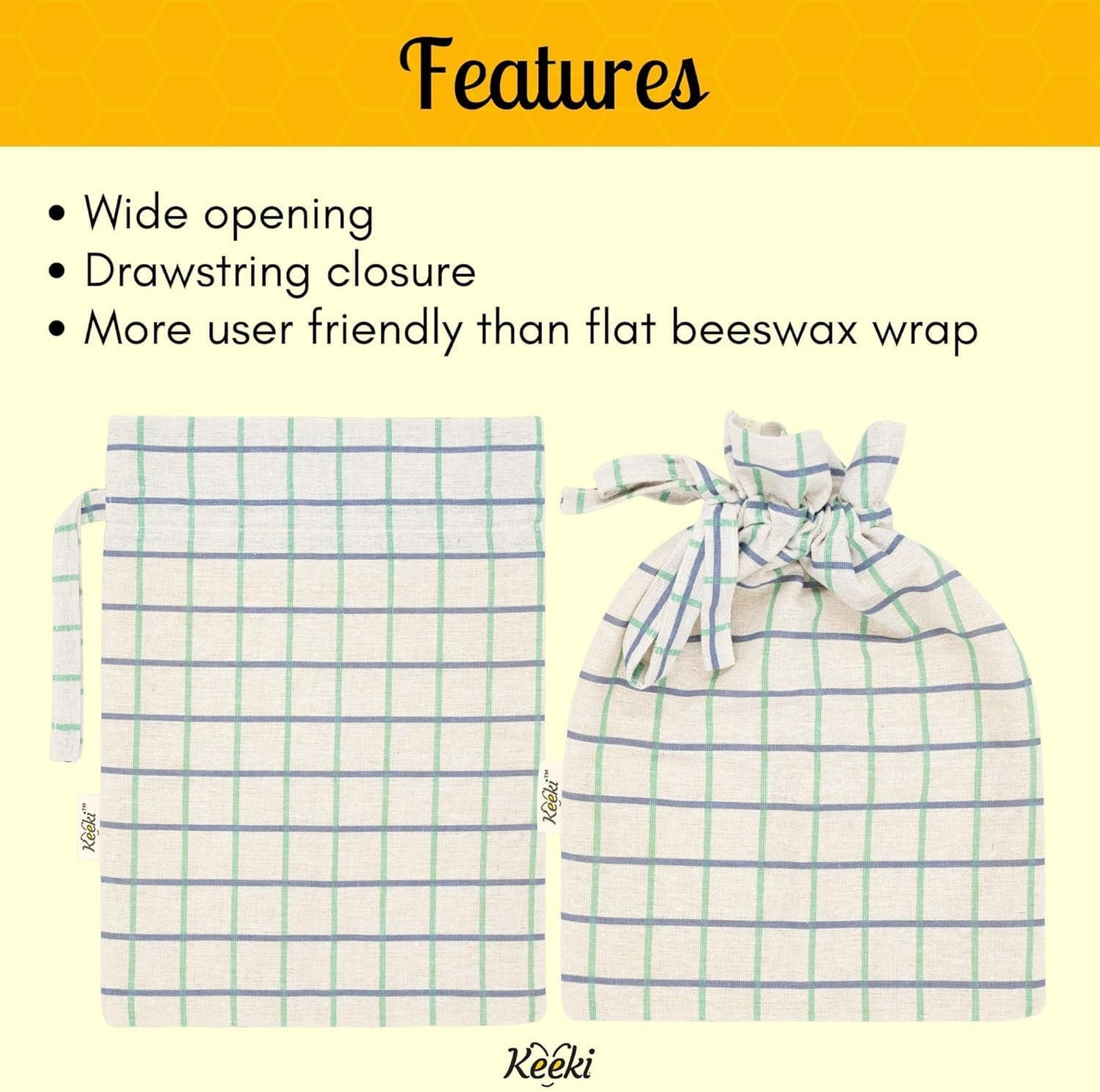 Keeki Bag - The Original Beeswax Lined Bread Bag for Homemade & Sourdough | Reusable Linen Bread Storage | Beeswax Wrap Alternative | Plastic-Free Storage w/Wide Drawstring Closure (Pink, Regular)