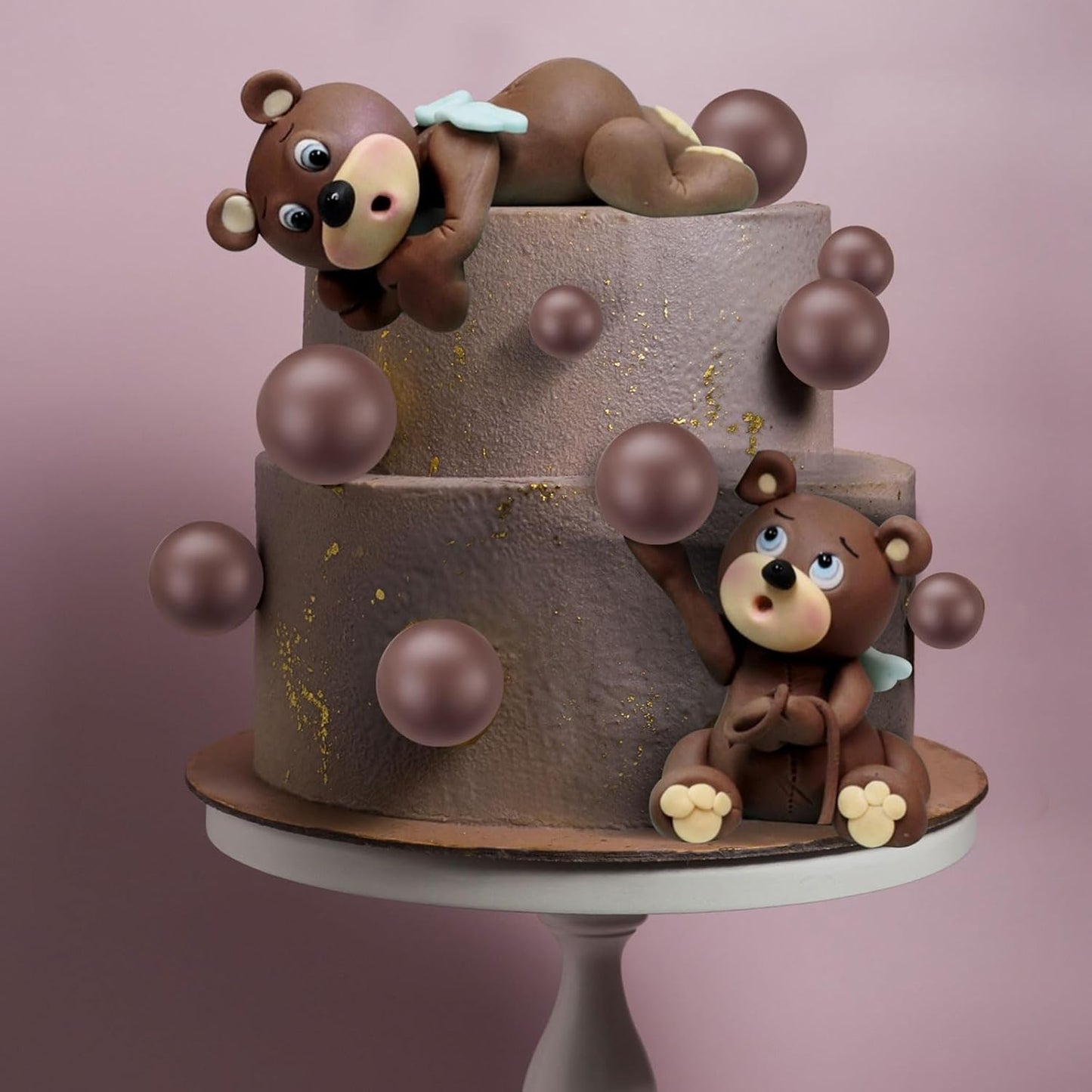 108 Pcs Balls Cake Topper DIY Cupcake Insert Foam Balloons for Cake Baking Wedding Anniversary Birthday Decoration(Retro Colors,Multi Sizes)