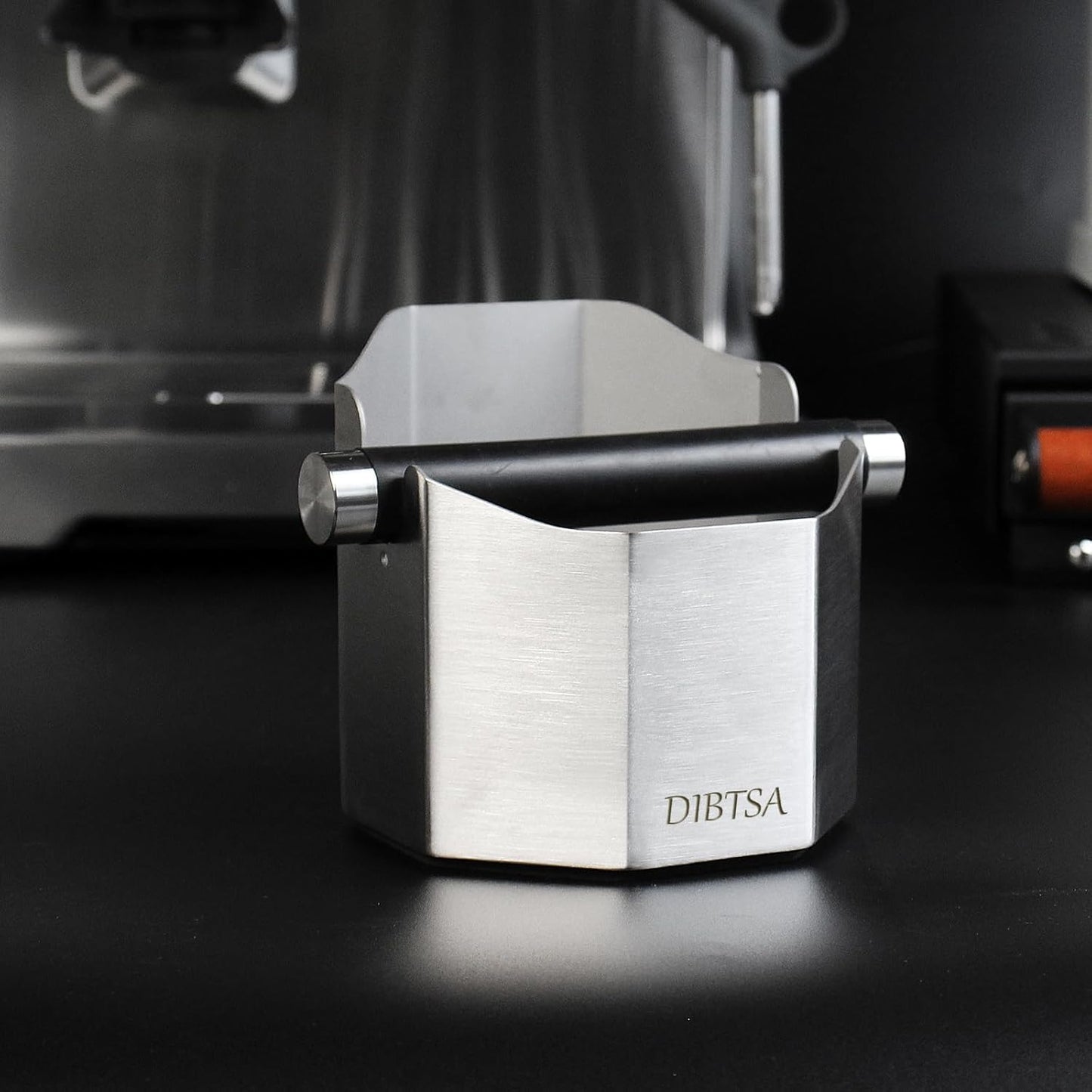 DIBTSA Espresso Knock Box, with Removable Knock Bar and Non-Slip Rubber Base, Espresso Accessory, Stainless Steel, Silver, Small