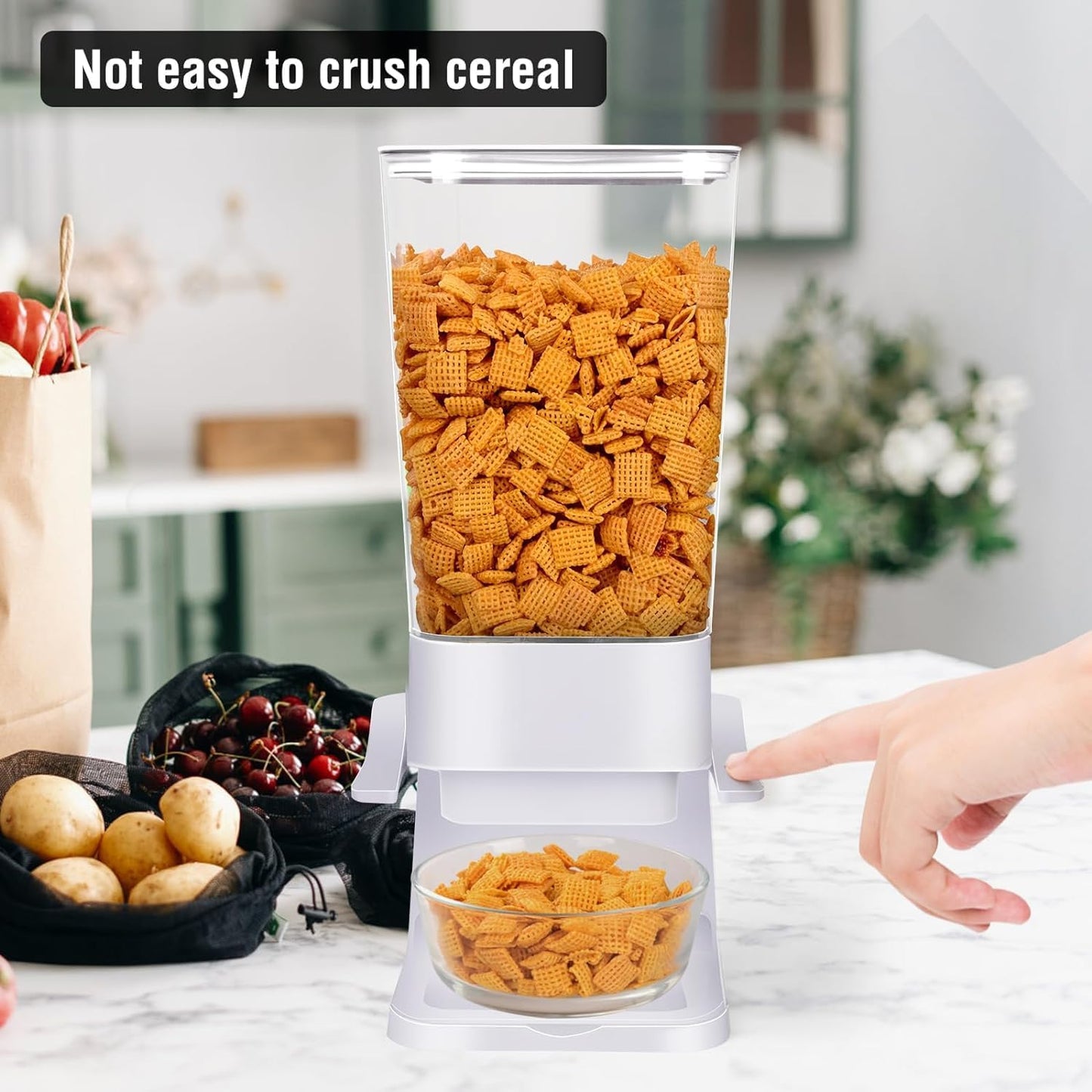 Cereal Dispenser Countertop 3pcs,5.5L Cereal Containers Storage Dispenser for Pantry,Dry Food Storage Rice Containers,Candy Dispenser,Snack Organizer Machine for Grains, Nuts,Oatmeal, Pet Food White