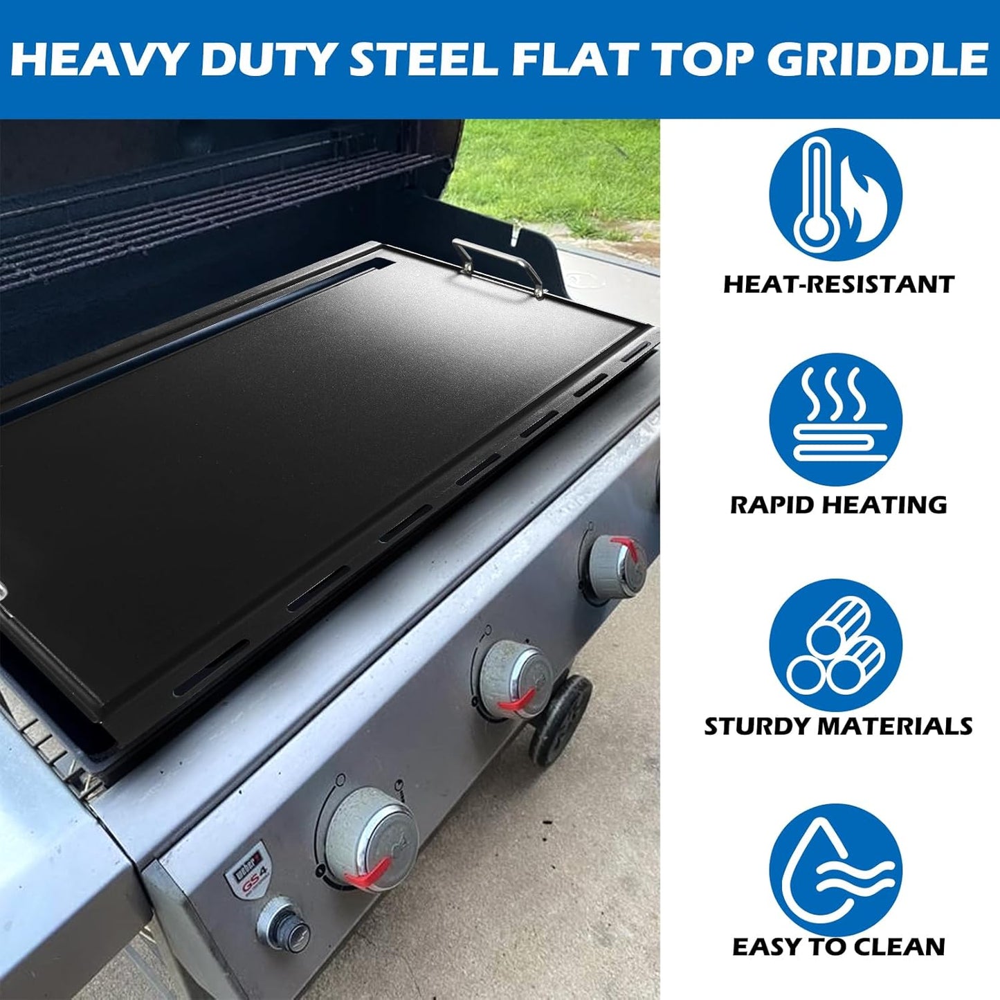 6789 Full Size Griddle Inserts for Weber Genesis II 400 Series Flat Top Grill Plate with Handles for Weber Genesis II E-410 S-410 E-435 S-435 LX E/S-440