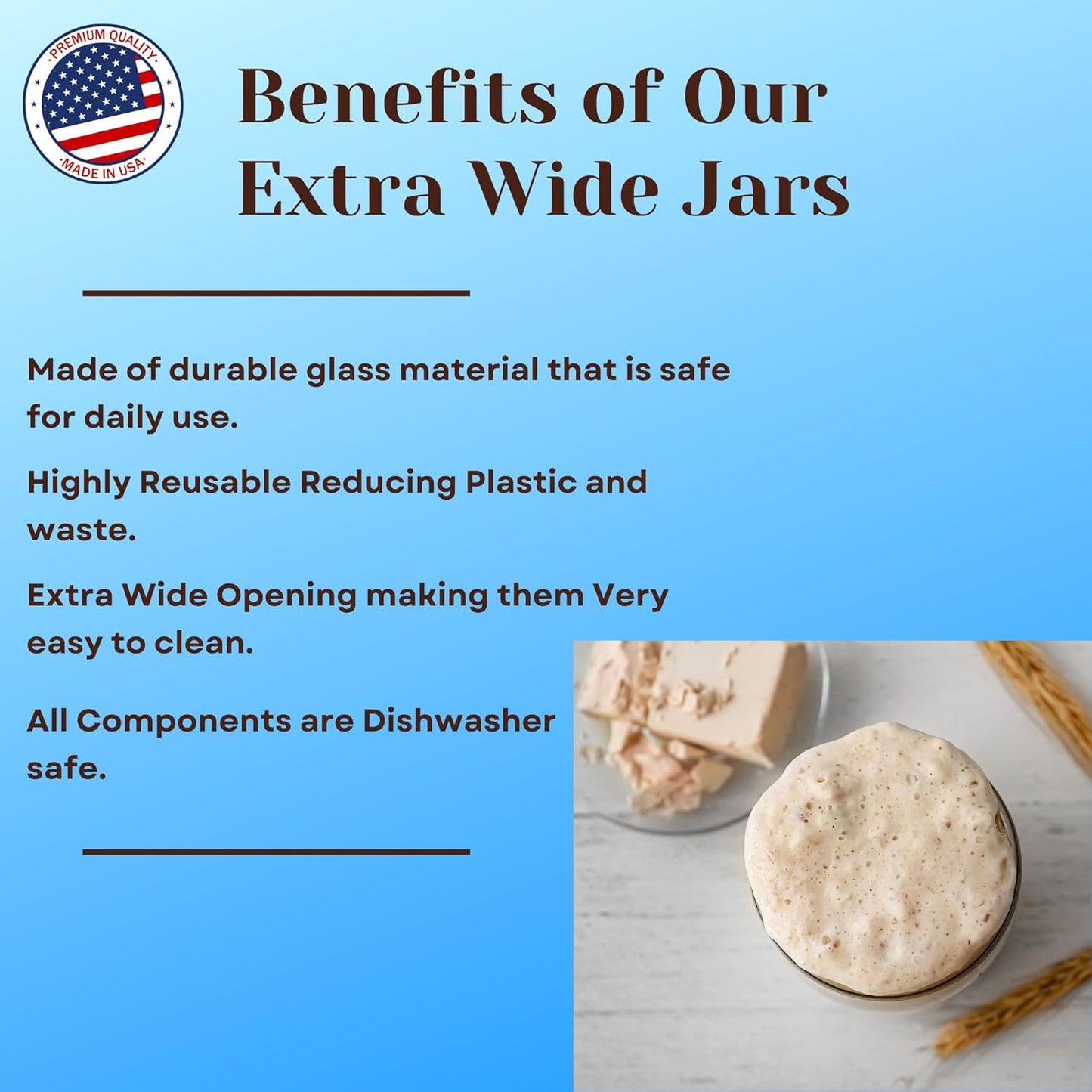 Jarming Collections Mason Jars - 16 oz Glass Extra Wide Mouth Pint Storage Jars with Black Flip Lids - Made in USA