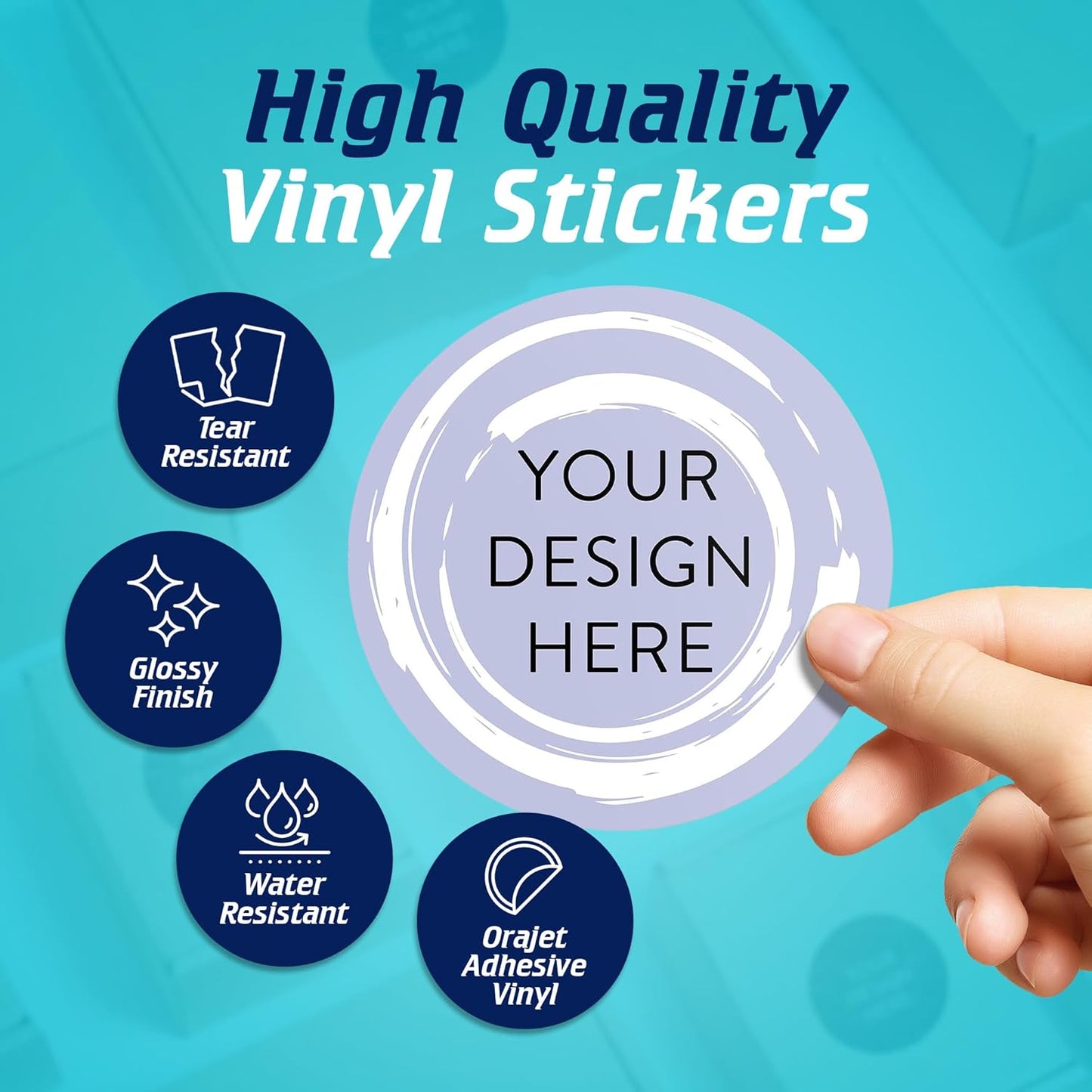 100 Custom Vinyl Stickers - Upload Your own Image, Text, Design, Logo - Personalized Logo Labels for Handmade, Packaging, Bottle, Jars, Candle, Brand Stickers (Lavender Swirls, 4x4)
