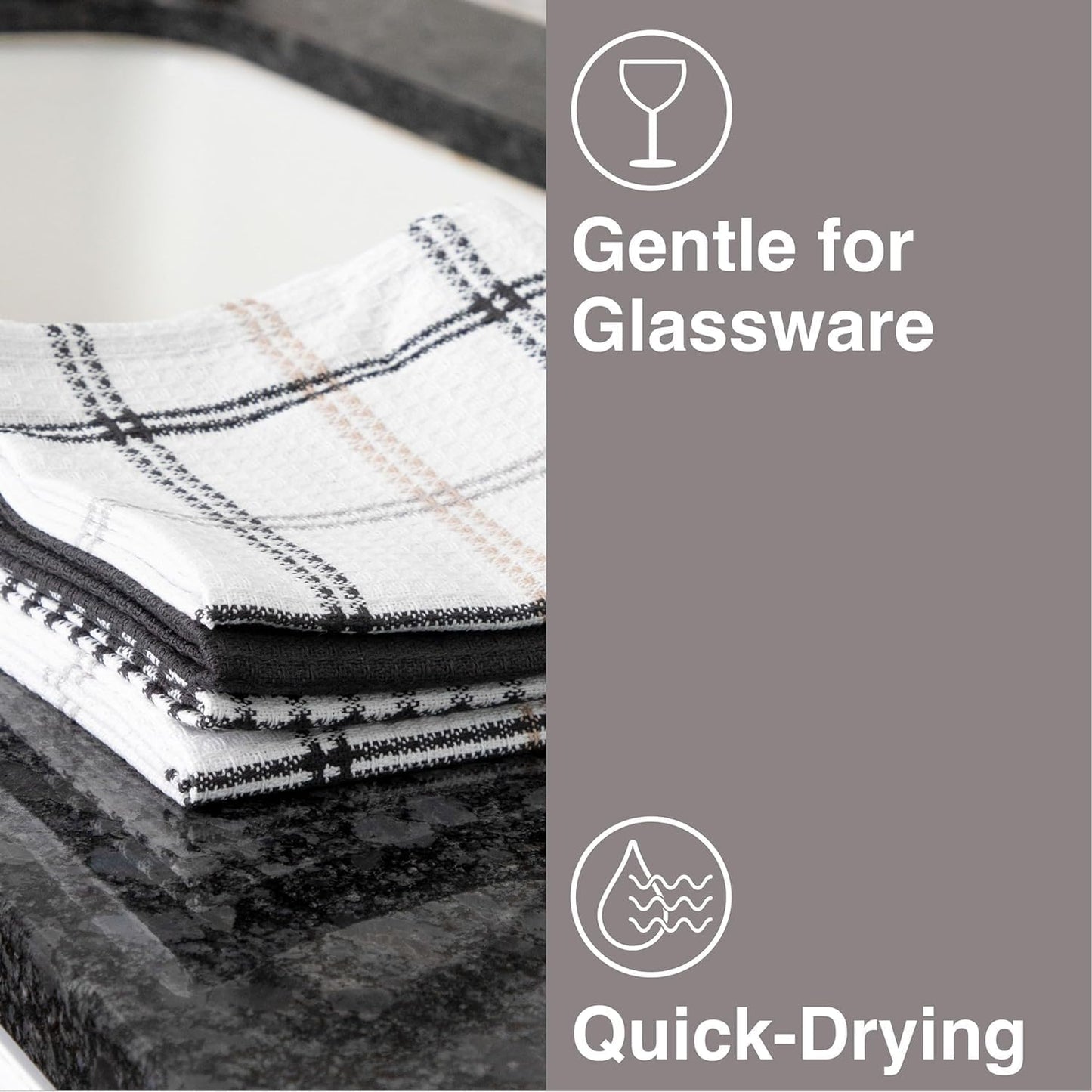 T-FAL Premium Waffle Dish Cloths: Highly Absorbent, Super Soft Long Lasting - 100% Cotton, 12"x13" Flat Waffle Dish Towel for Cleaning & Drying Dishes, (4-Pack), Neutral