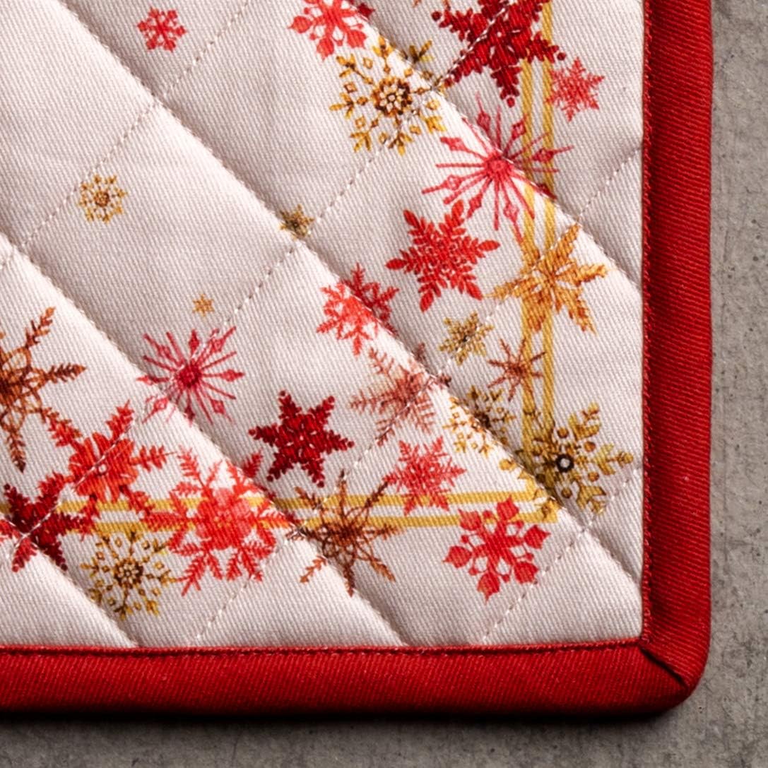 Maison d' Hermine Pot Holders 100% Cotton Heat Resistant Potholders 8" x 8" Hot Pads with Loop BBQ, Cooking, Baking, Grilling, Kitchen, Handling Hot Pans (Pack of 1, Crystal Star)