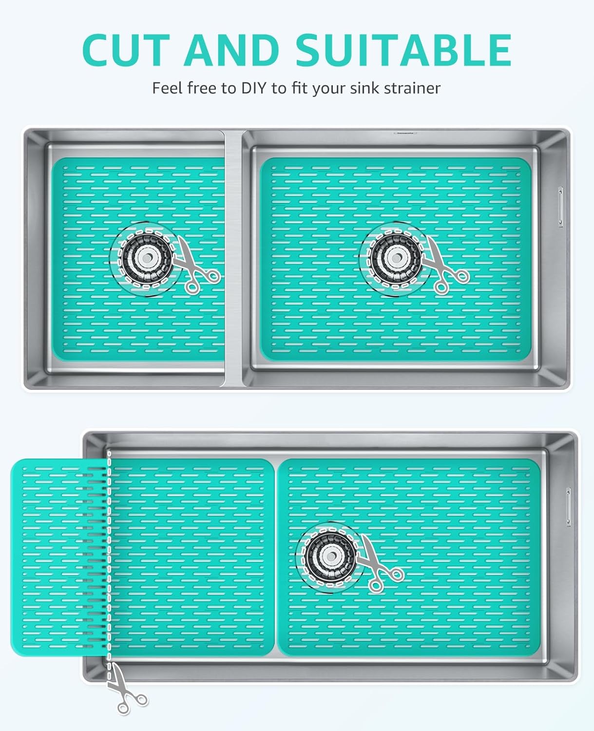 Bligli Mesh Sink Mat, 15.7 x 11.8inch Sink Prtector Mats for Kitchen Sinks, PVC Eco-Friendly Sink Protectors for Bottom of Sink, Fast Draining, Easy Cleaning, Clear Green