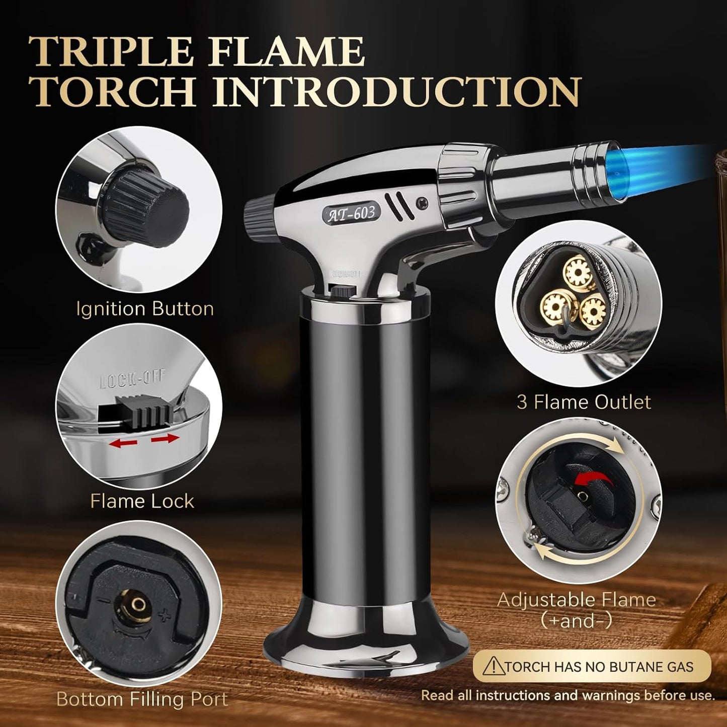 G GOOD GAIN Whiskey Smoker Kit with Torch - Old Fashioned Cocktail Smoker Kit with 6 Flavors Wood Chips | Drink Bourbon Infuser Set with 4 Stainless Steel Ice Stone for Men, Dad (No Fuel Included)