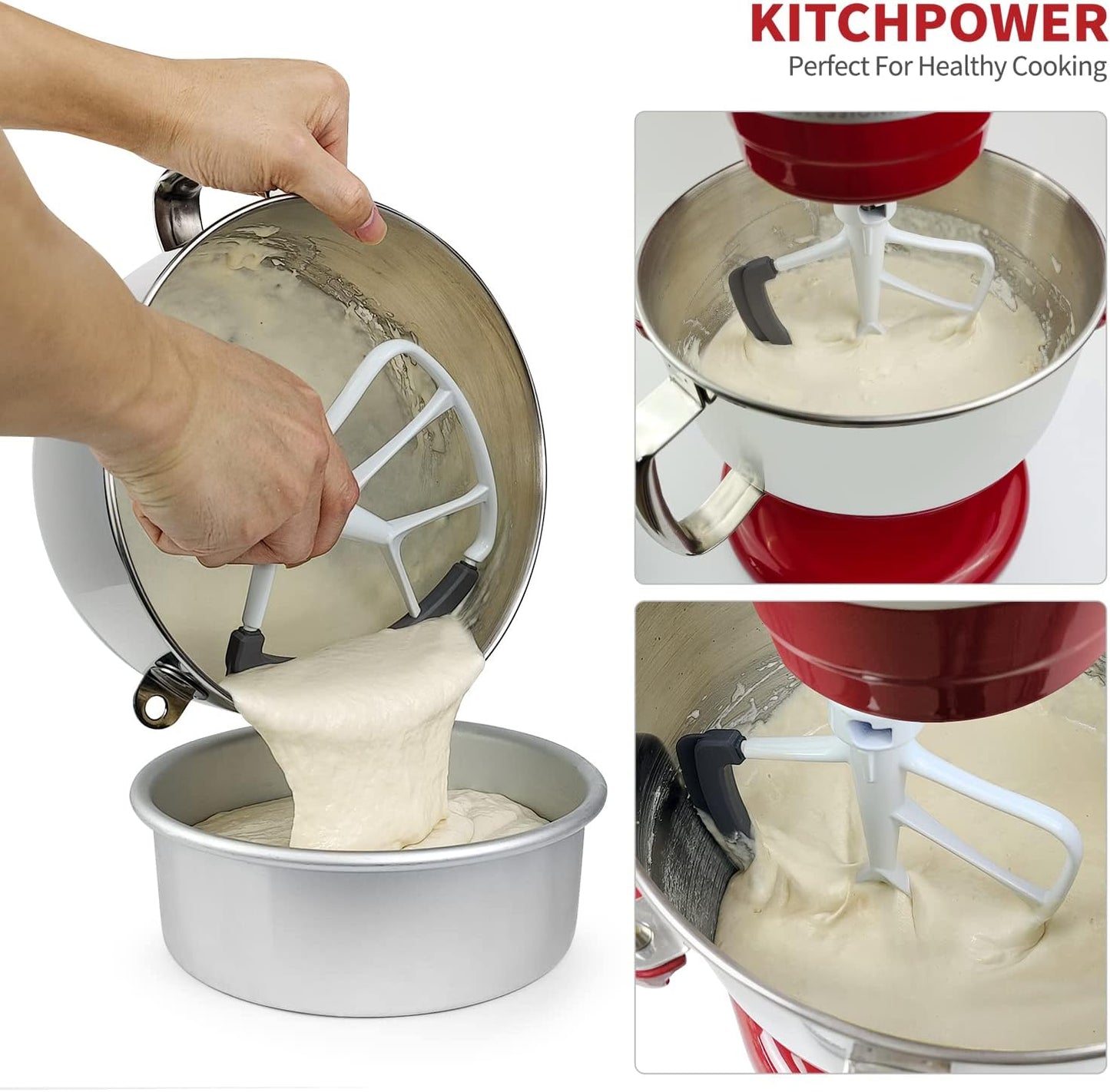 6 Quart Flex Edge Beater for Bowl-Lift Stand Mixers, Paddle Attachment Mixer Accessory